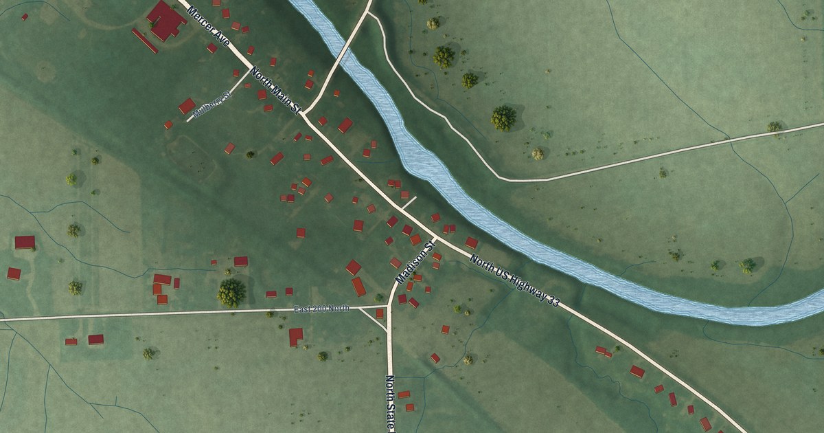 Map of Pleasant Mills, Indiana in 2026