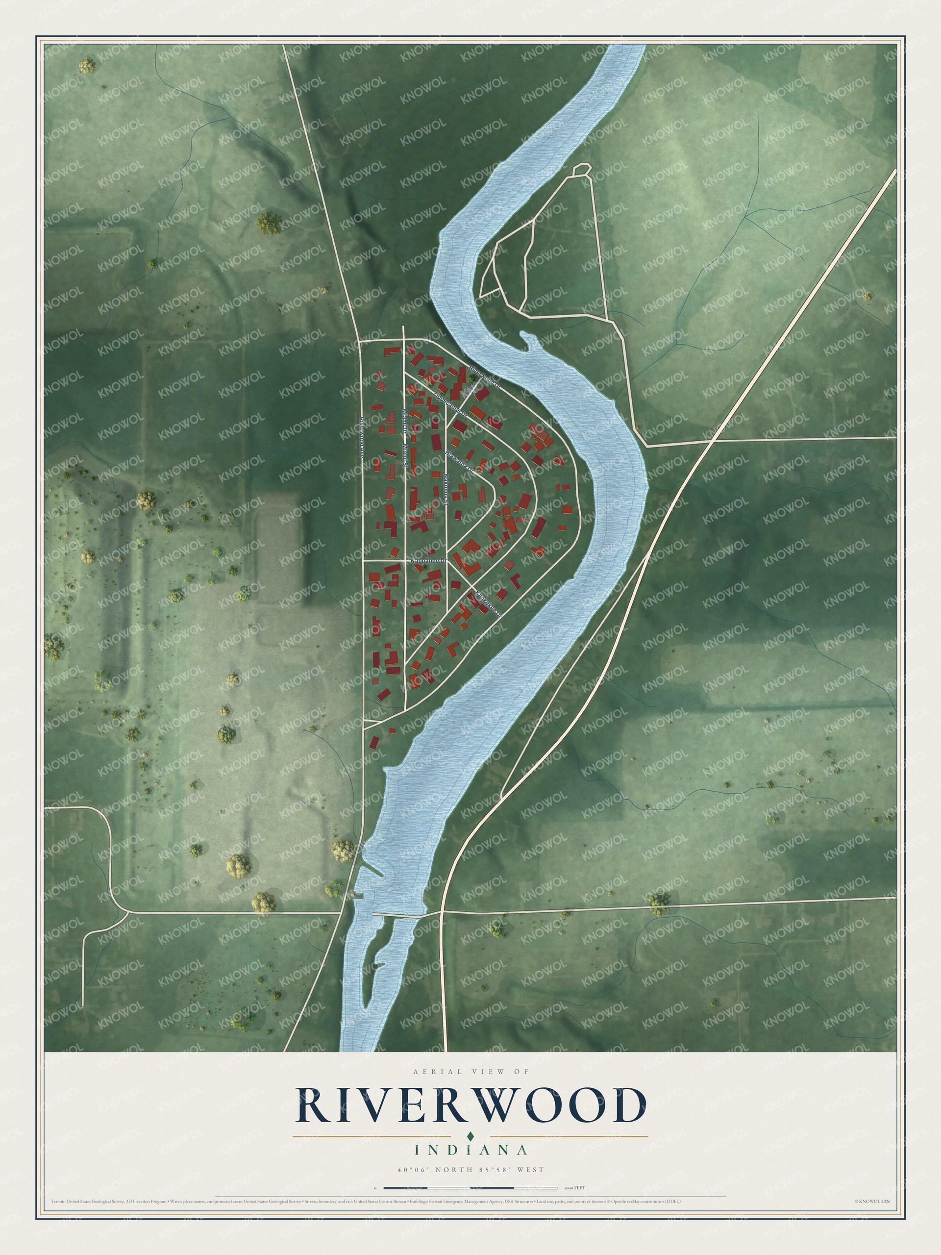 Watermarked full-map preview of Riverwood, Indiana