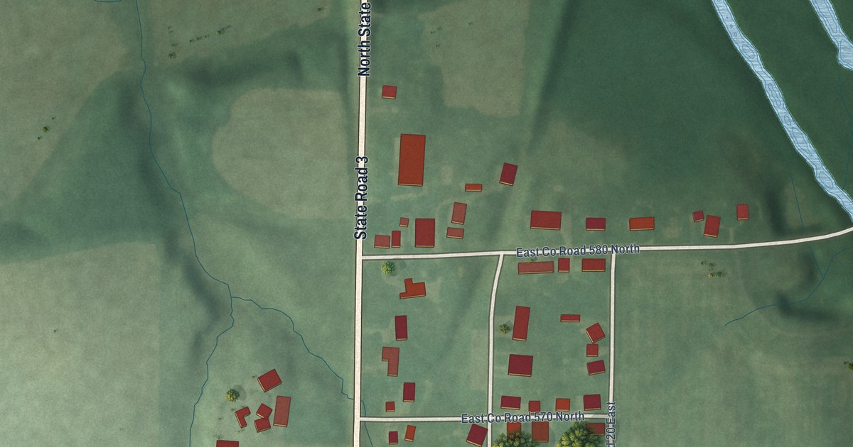 Map of Sandusky, Indiana in 2026