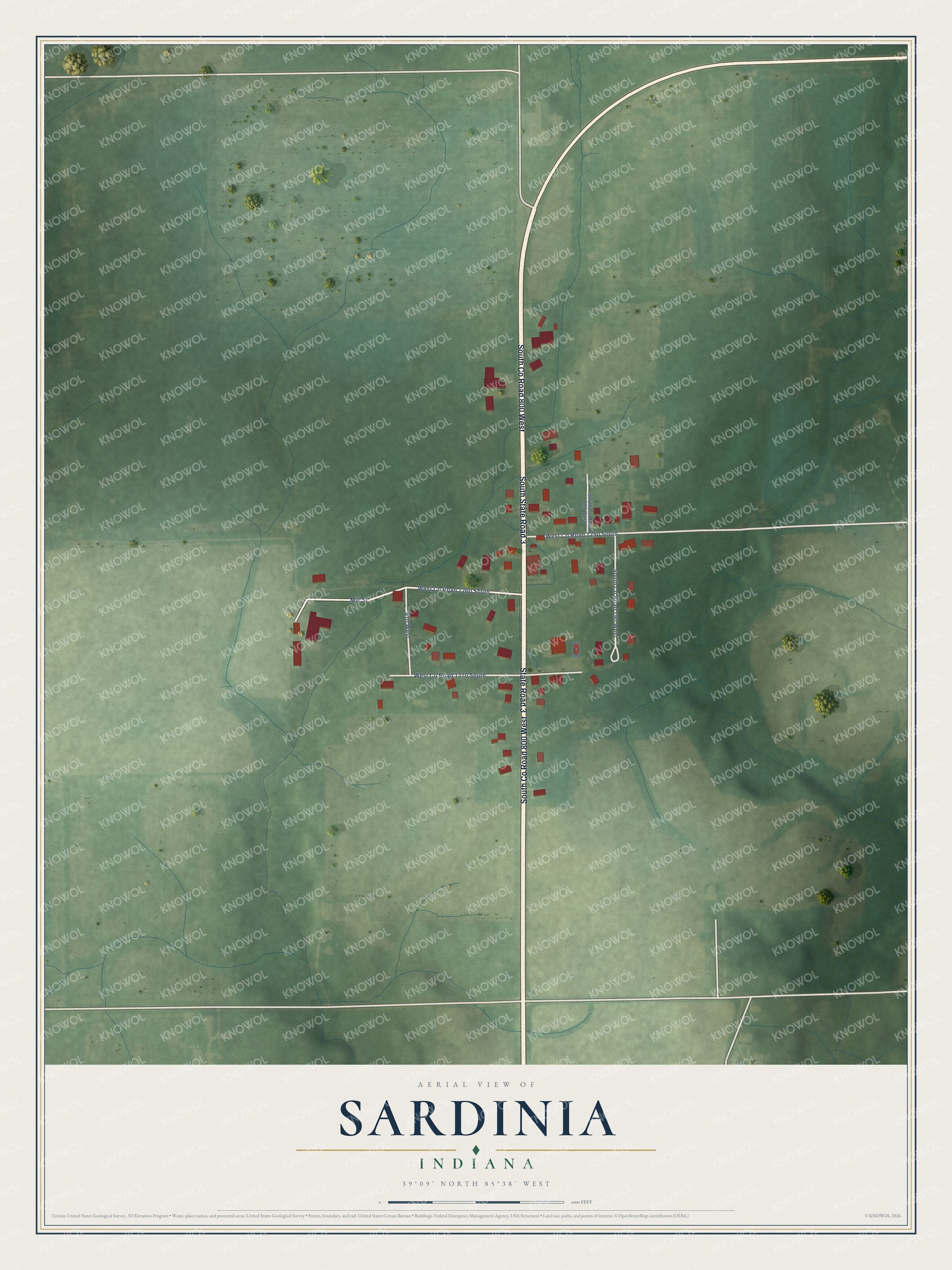 Watermarked full-map preview of Sardinia, Indiana