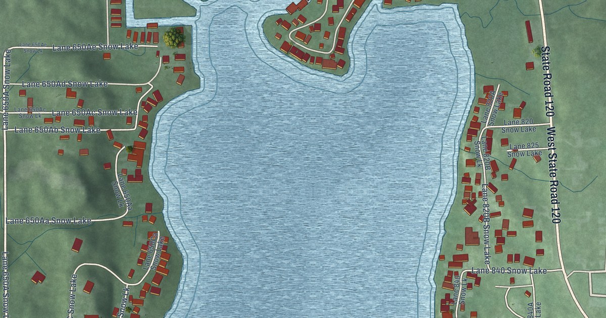 Map of Snow Lake, Indiana in 2026