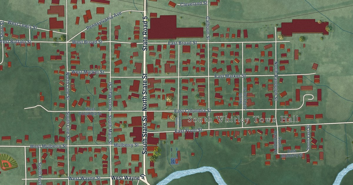 Map of South Whitley, Indiana in 2026