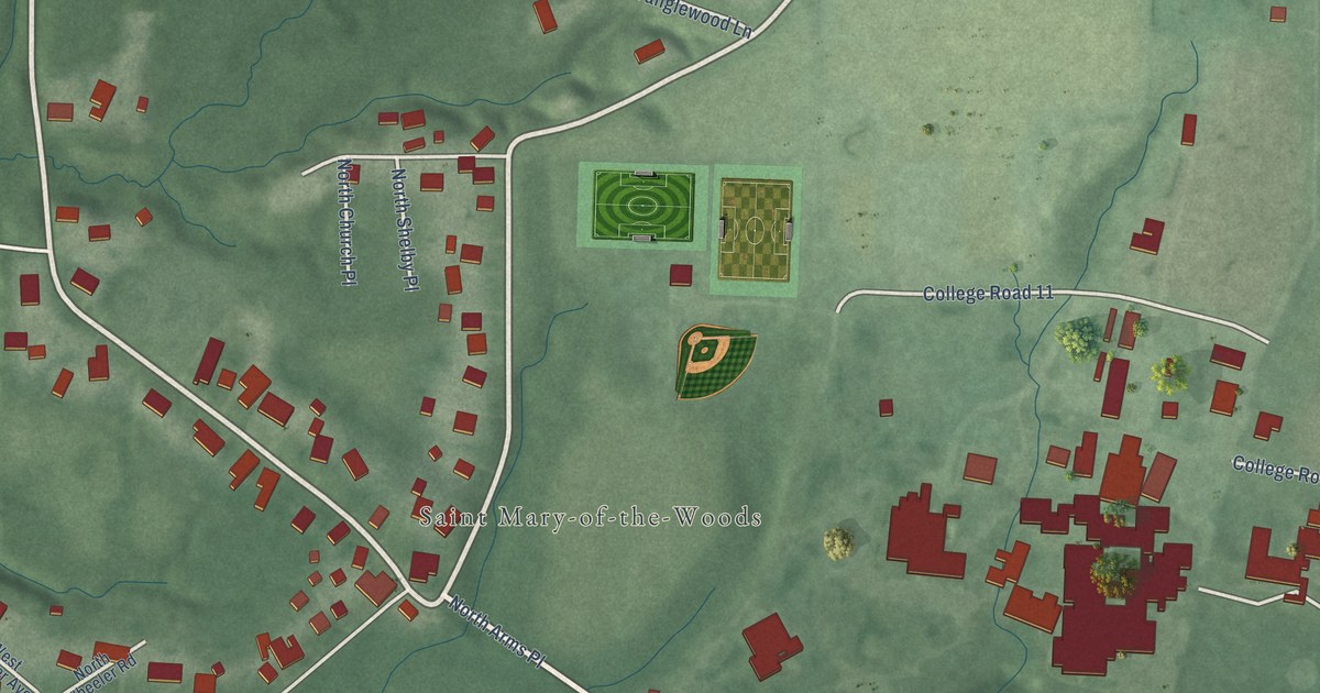 Map of St. Mary of the Woods, Indiana in 2026