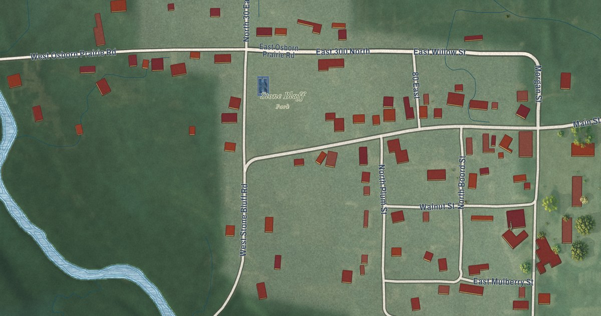 Map of Stone Bluff, Indiana in 2026