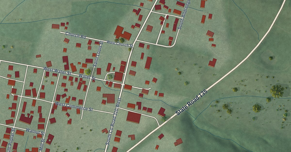 Map of Vallonia, Indiana in 2026