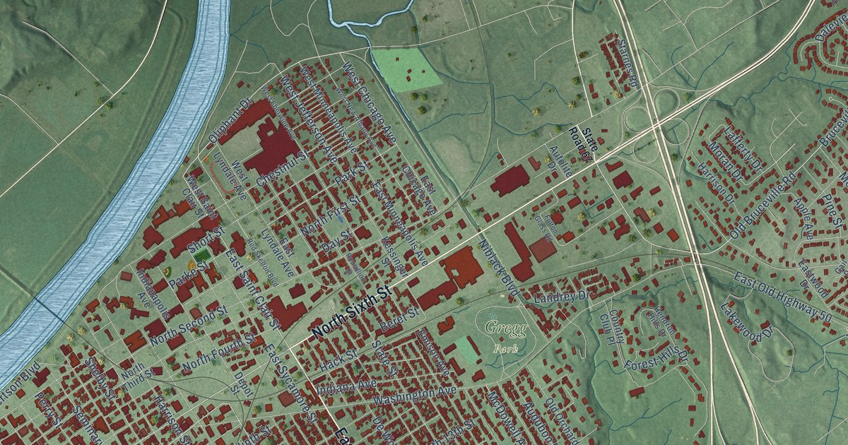 Map of Vincennes, Indiana in 2026