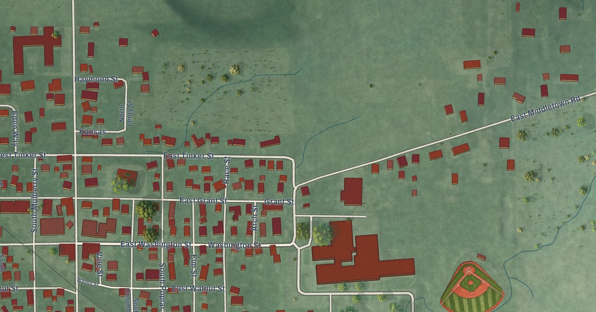 Map of Waldron, Indiana in 2026