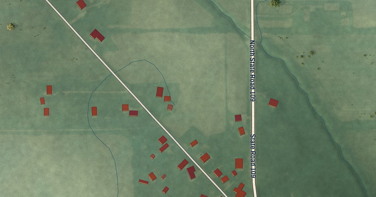 Map of Warrington, Indiana in 2026