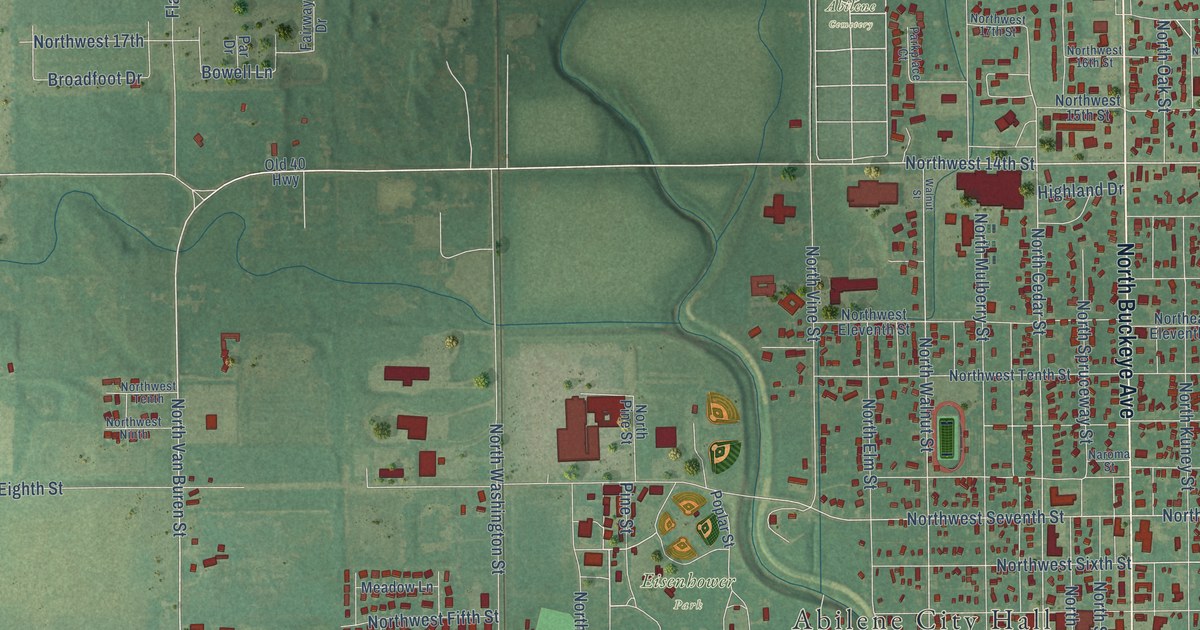 Map of Abilene, Kansas in 2026