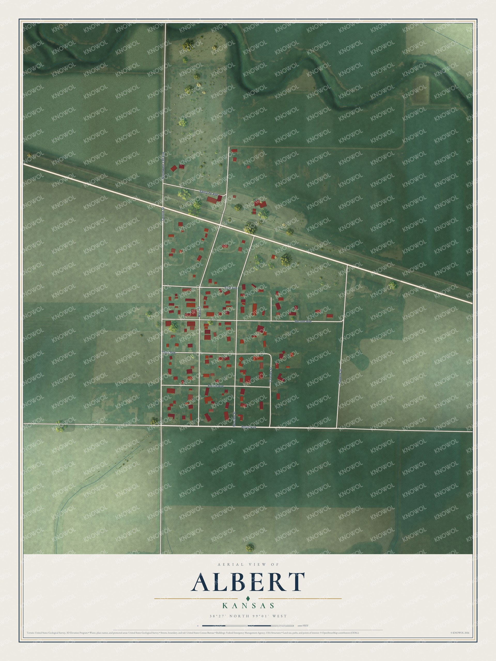 Watermarked full-map preview of Albert, Kansas