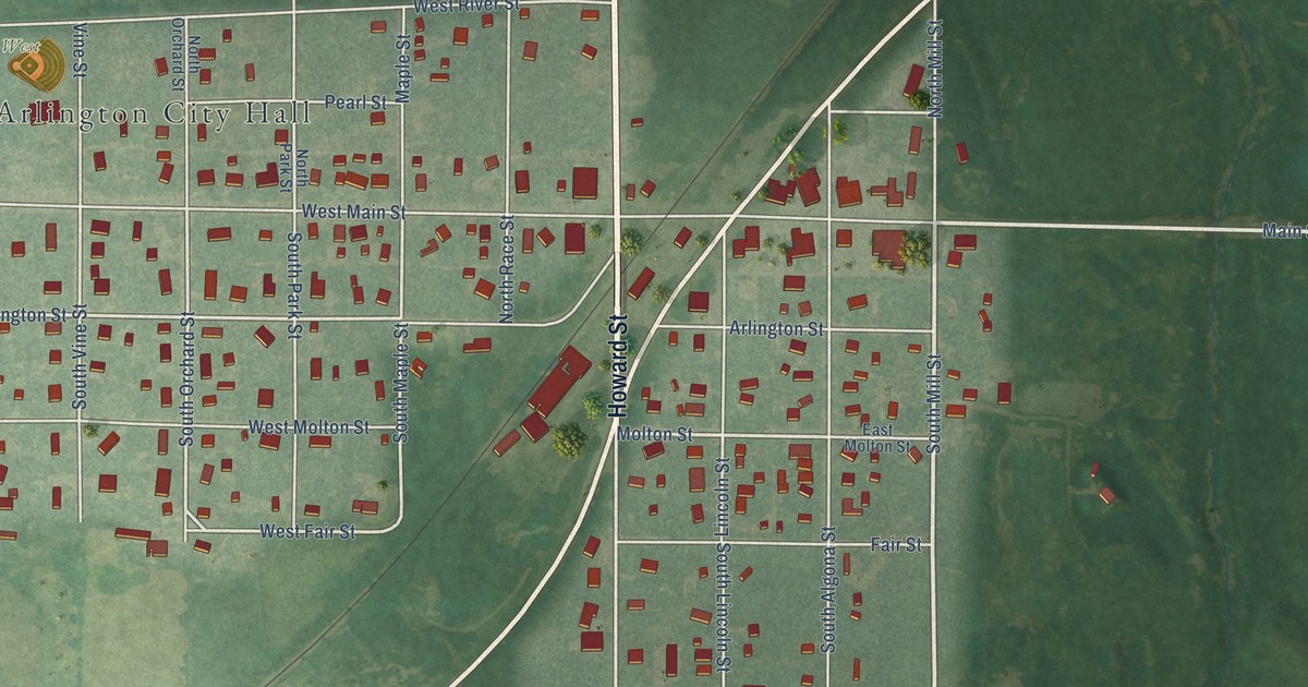 Map of Arlington, Kansas in 2026