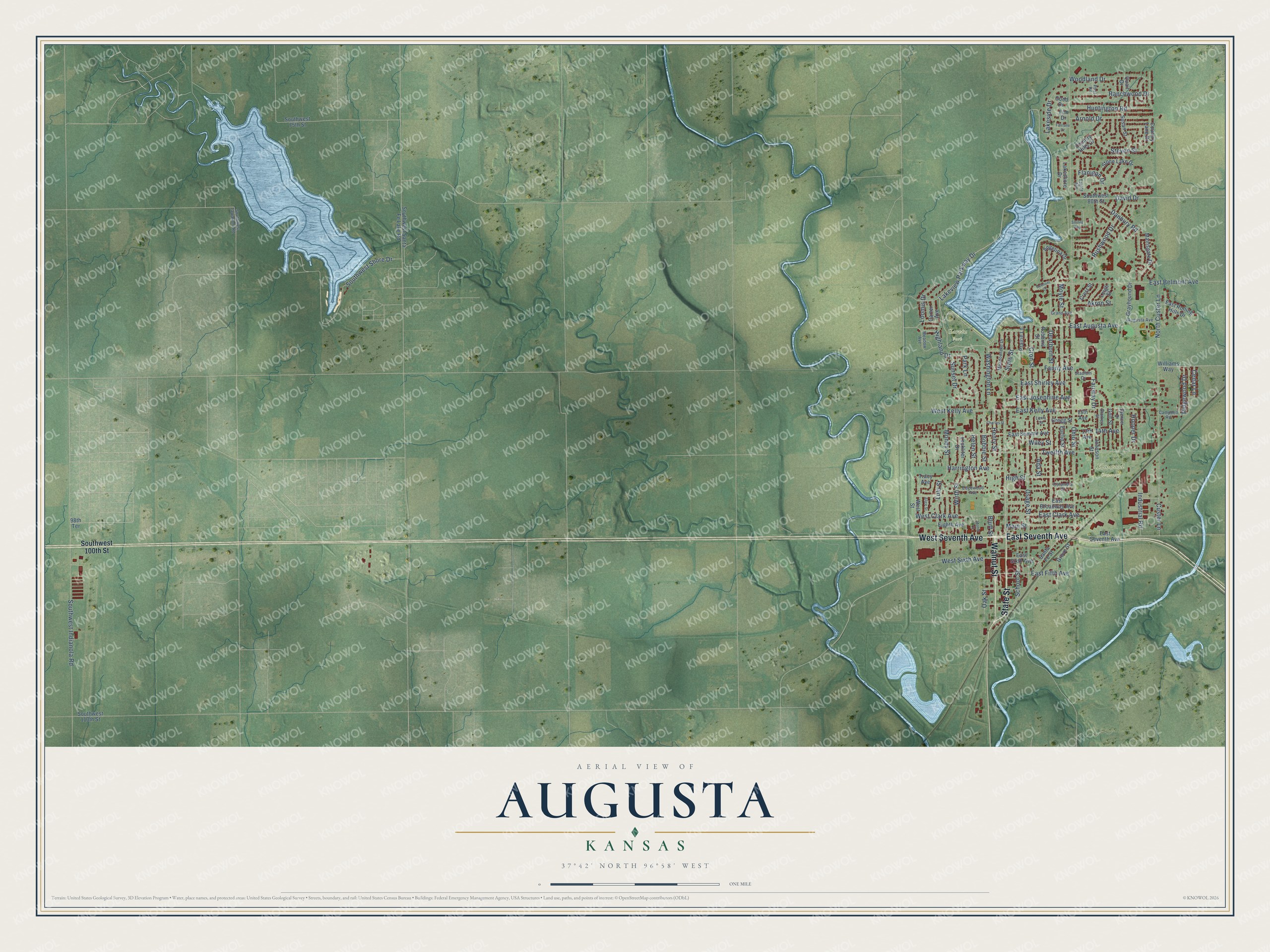Watermarked full-map preview of Augusta, Kansas