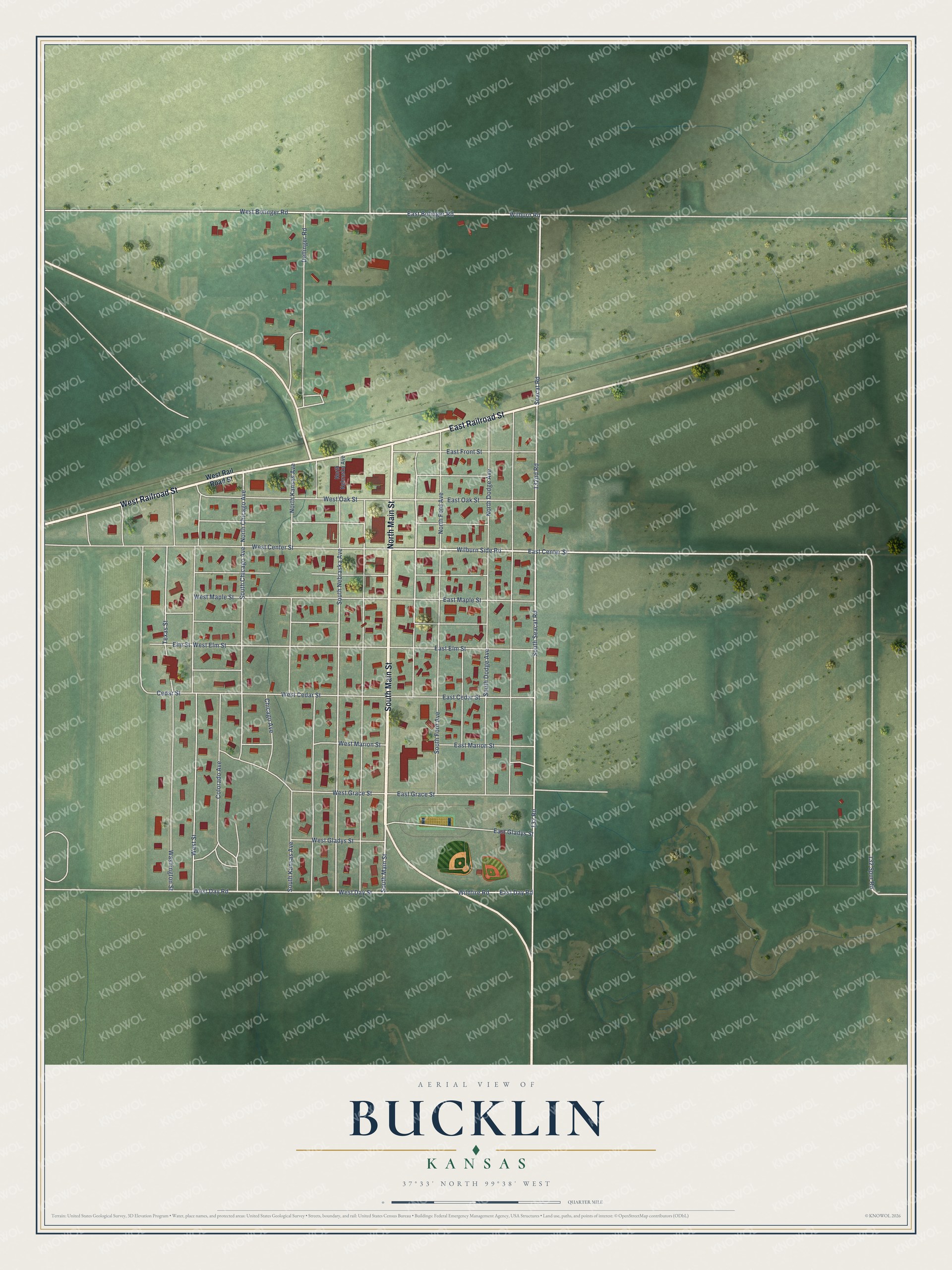 Watermarked full-map preview of Bucklin, Kansas