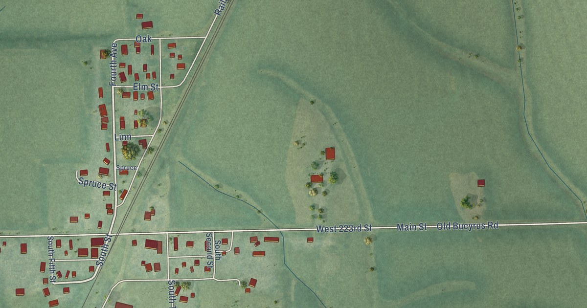 Map of Bucyrus, Kansas in 2026
