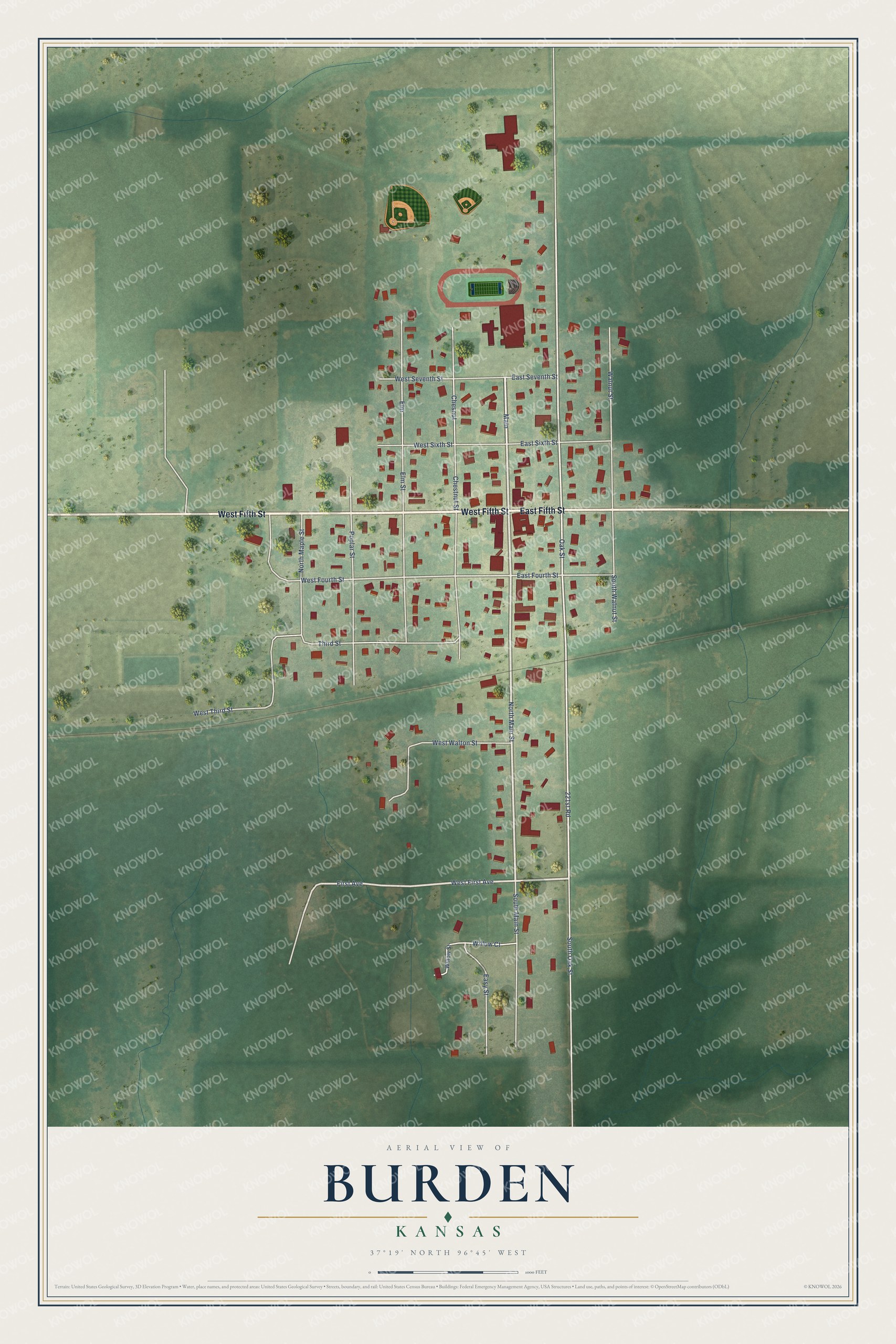 Watermarked full-map preview of Burden, Kansas