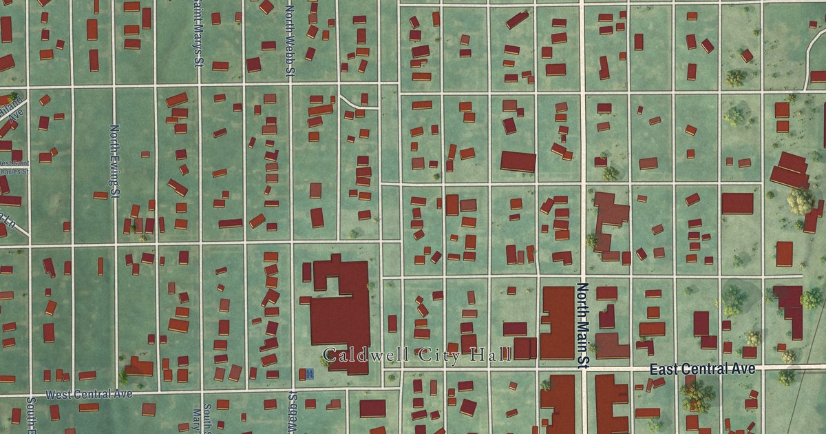 Map of Caldwell, Kansas in 2026