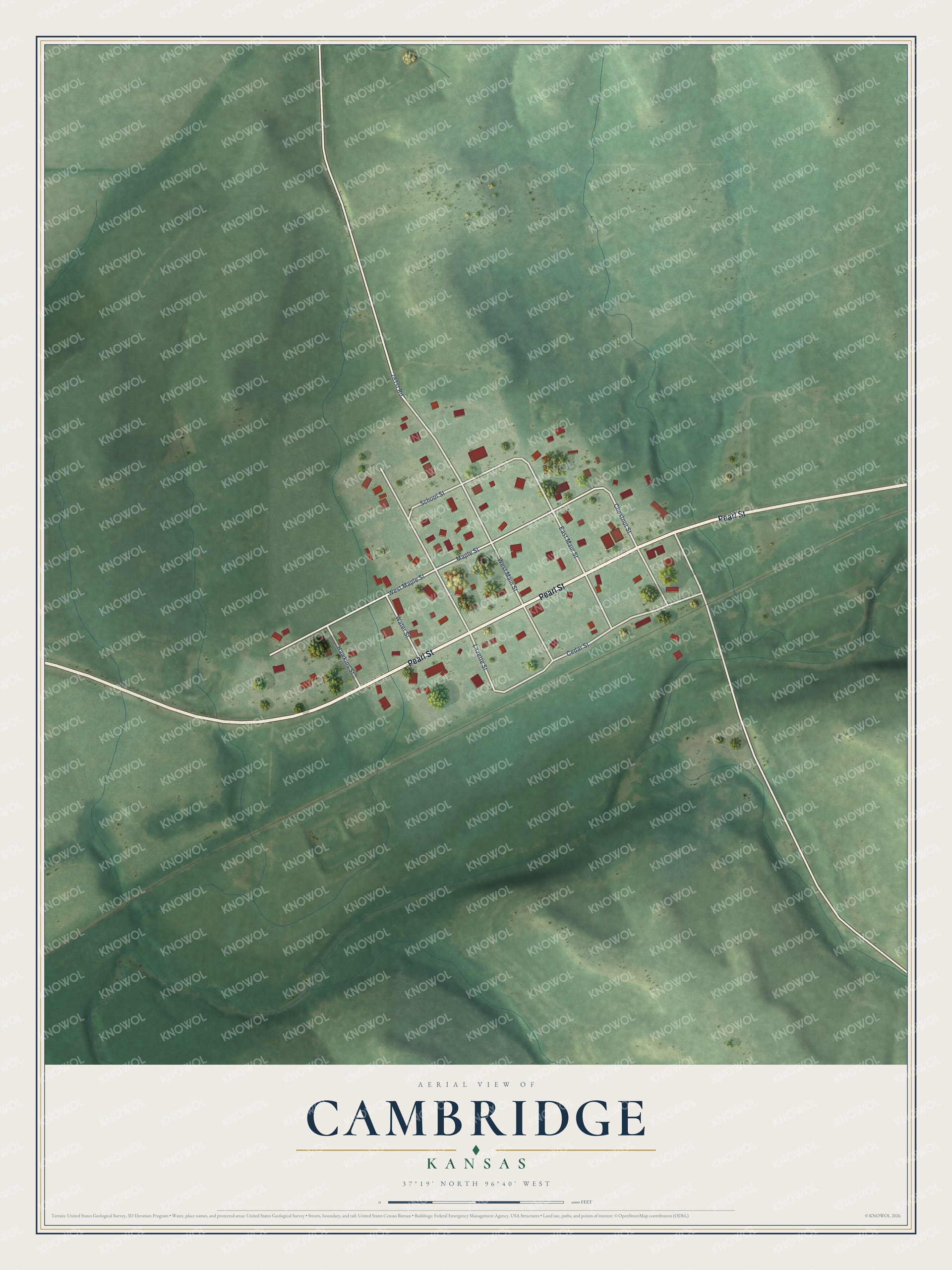 Watermarked full-map preview of Cambridge, Kansas