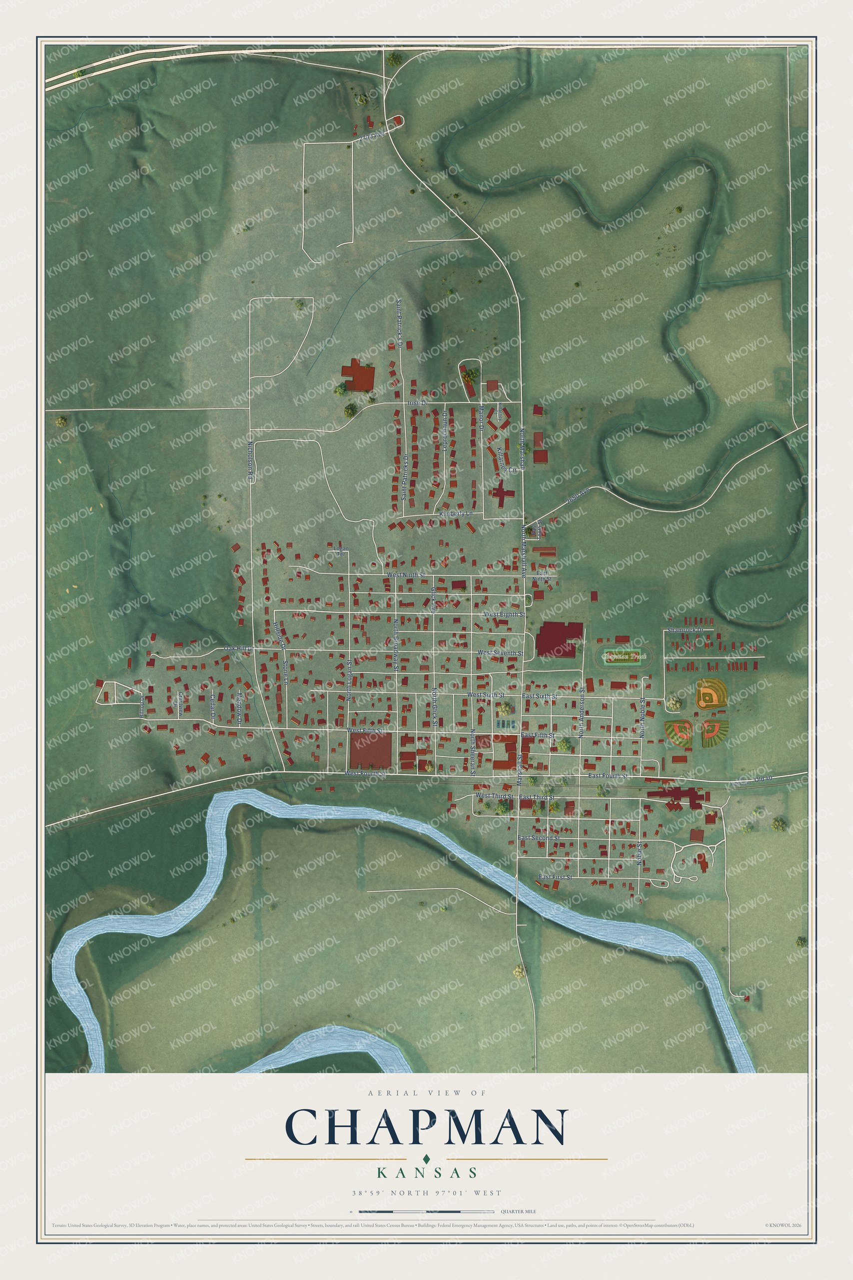 Watermarked full-map preview of Chapman, Kansas