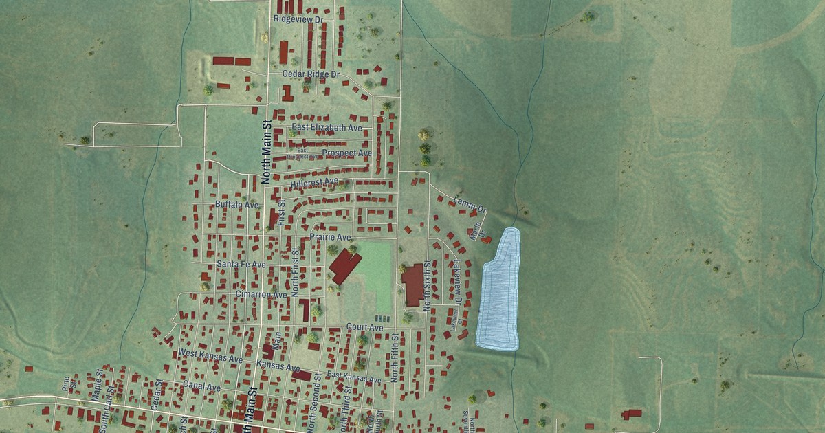 Map of Cimarron, Kansas in 2026
