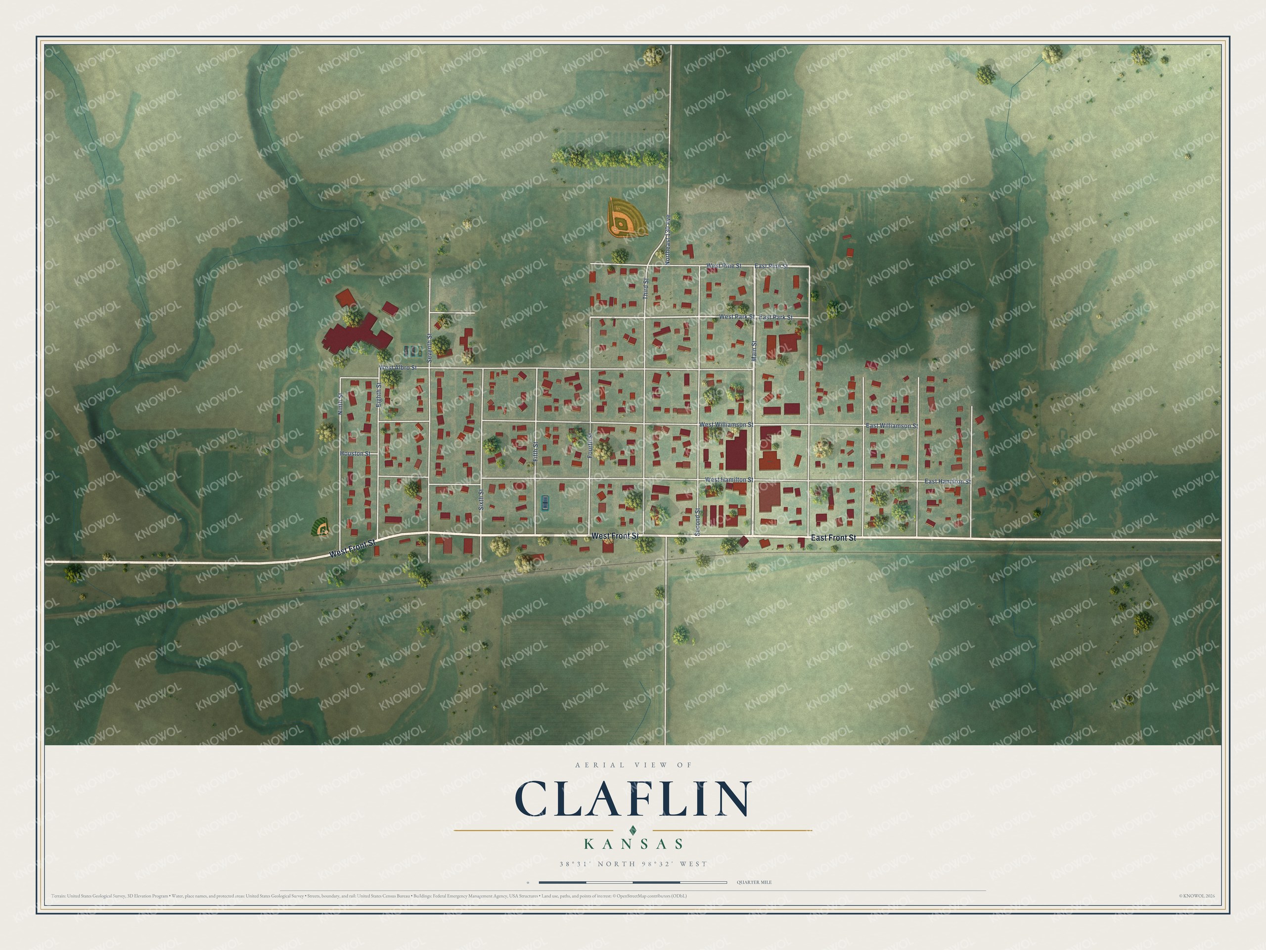 Watermarked full-map preview of Claflin, Kansas