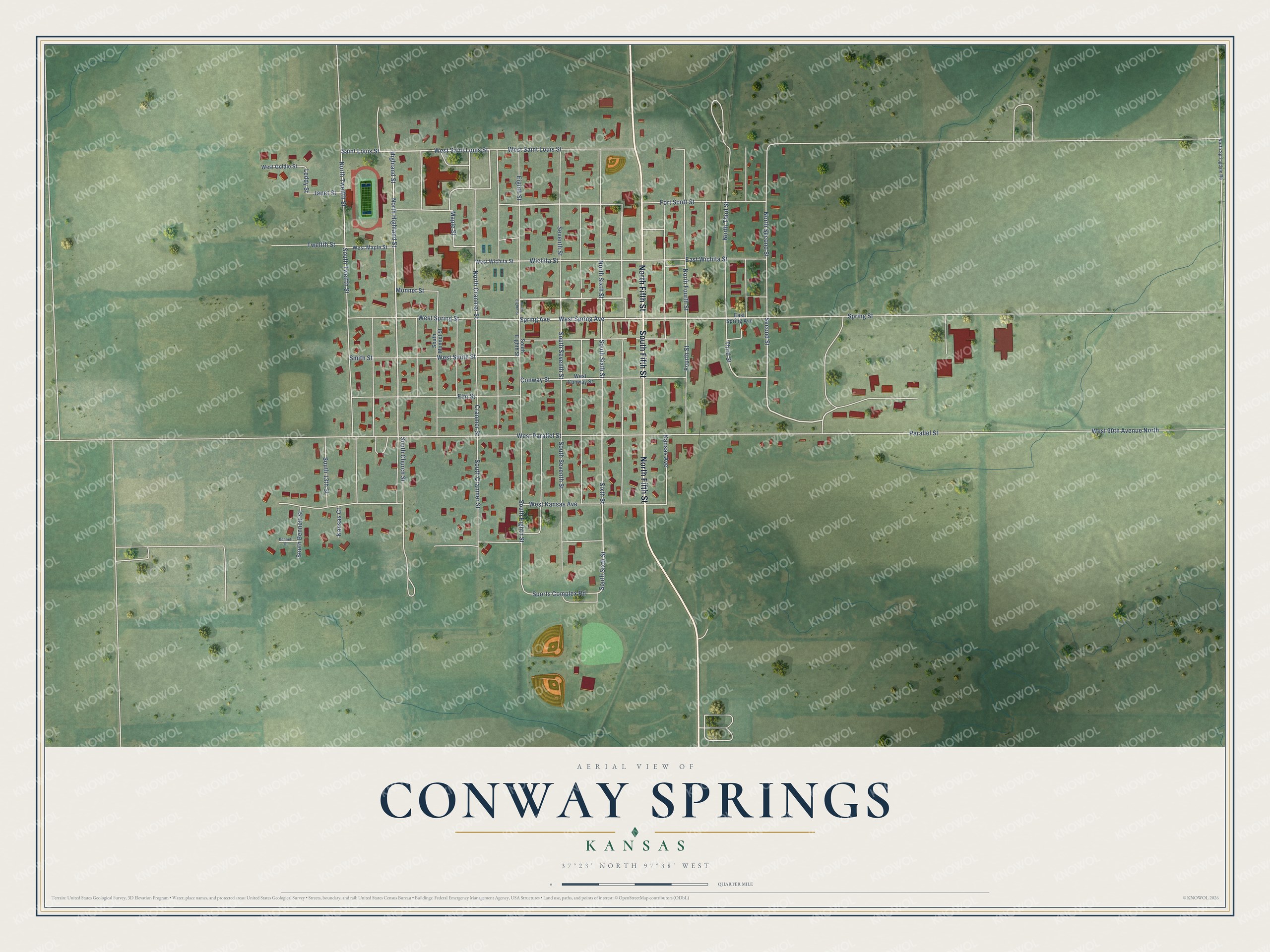 Watermarked full-map preview of Conway Springs, Kansas