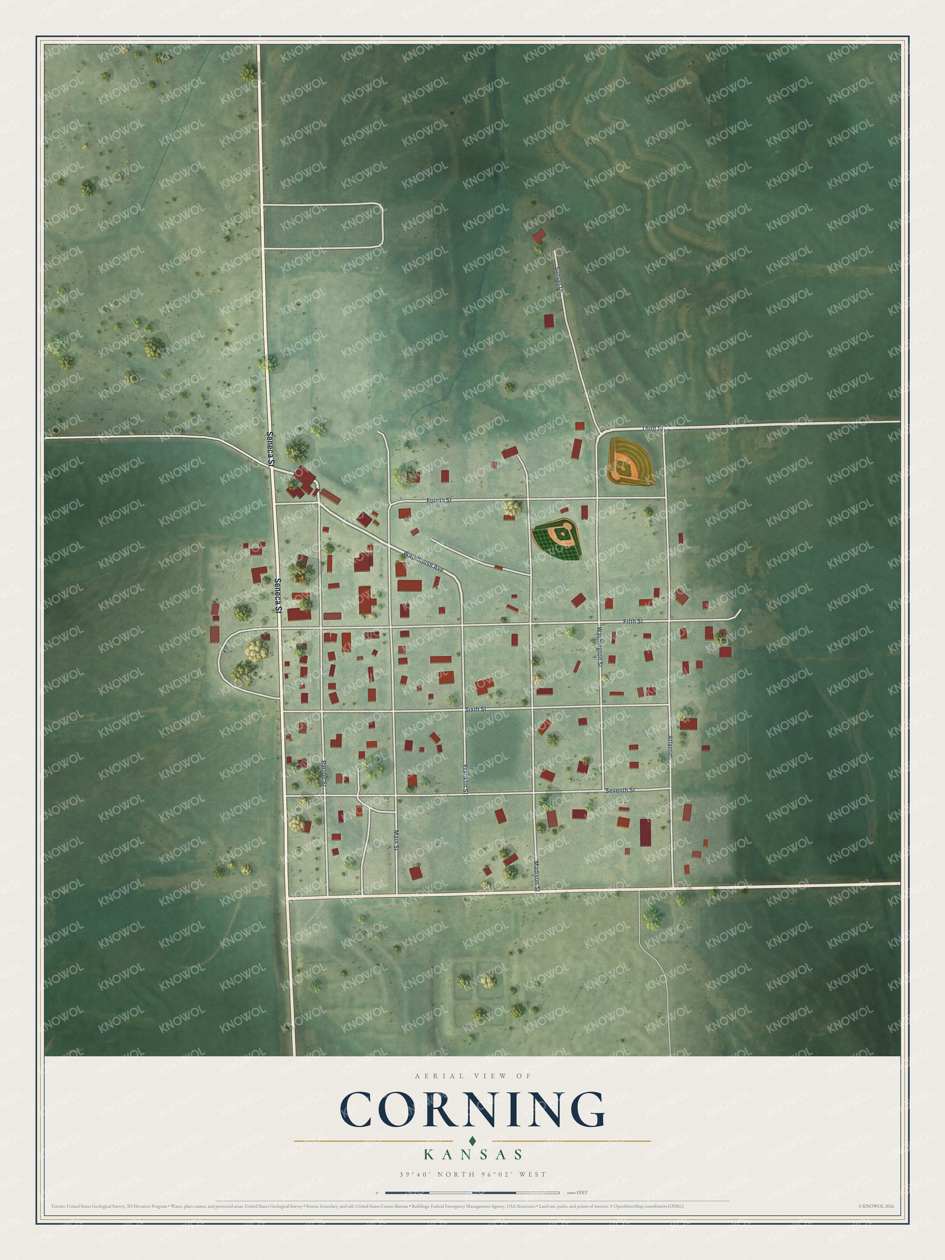 Watermarked full-map preview of Corning, Kansas