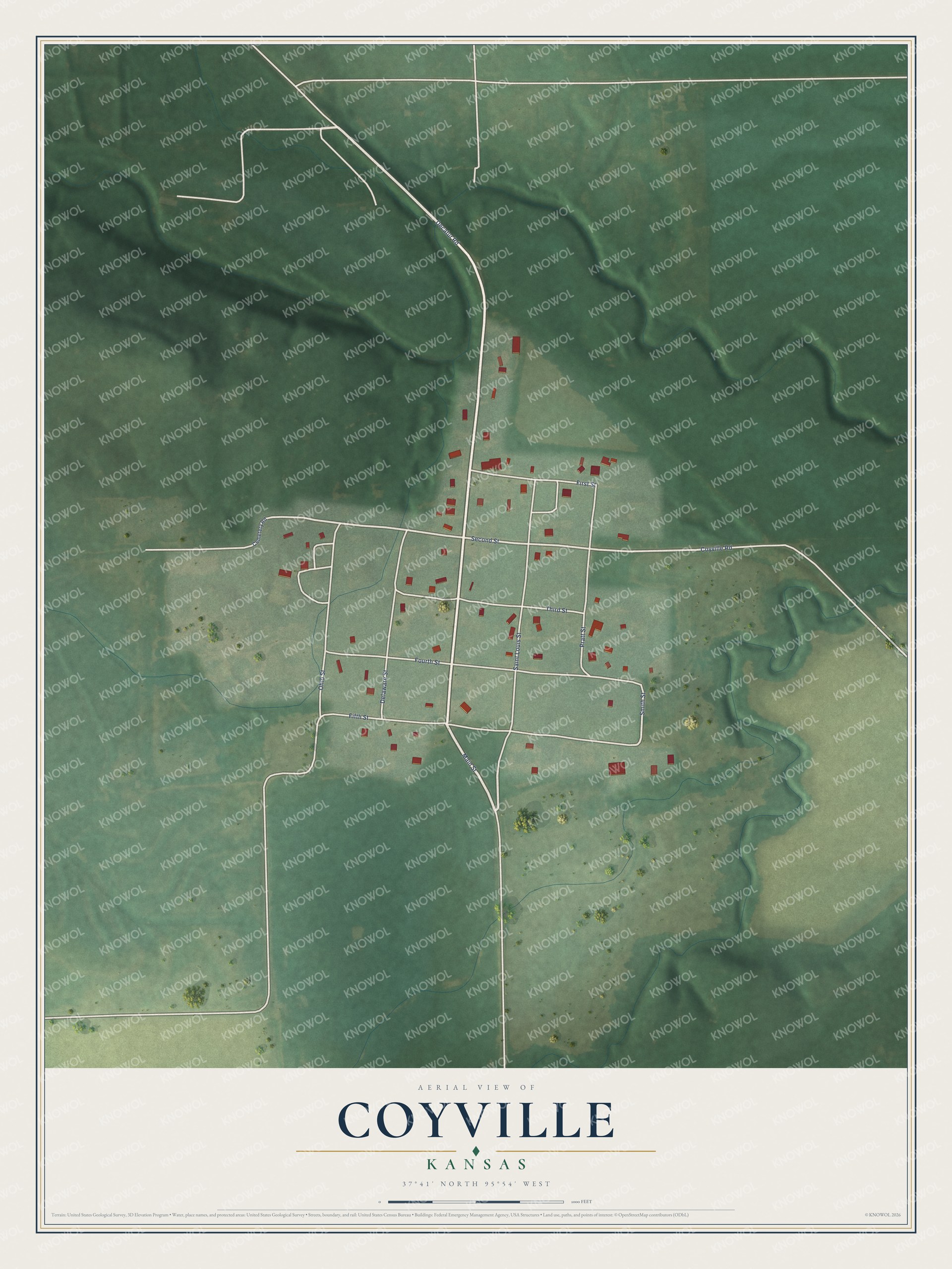 Watermarked full-map preview of Coyville, Kansas