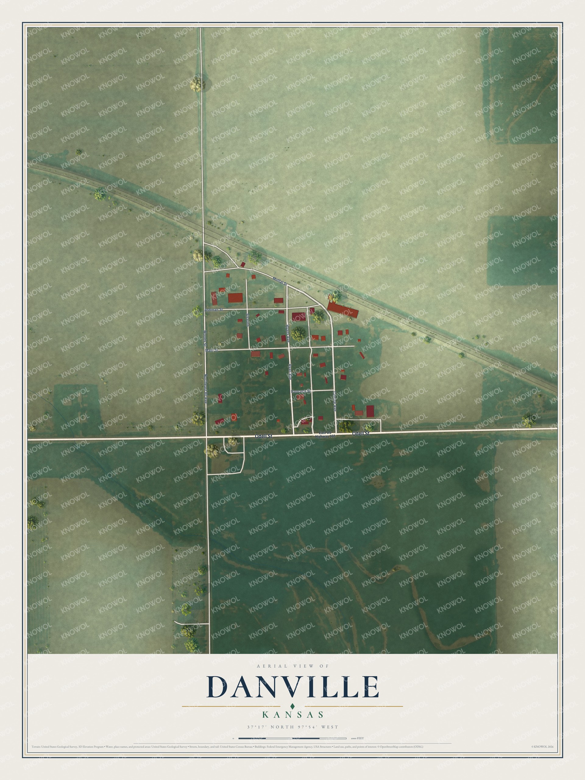 Watermarked full-map preview of Danville, Kansas