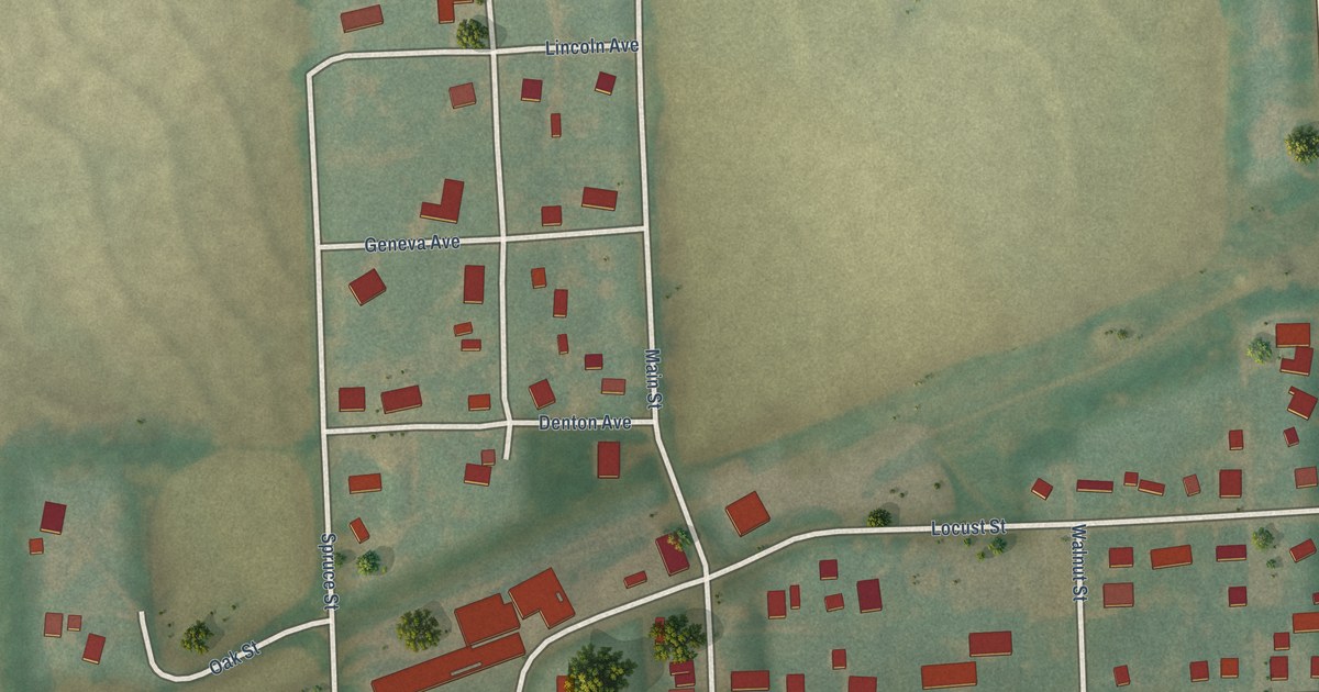 Map of Denton, Kansas in 2026