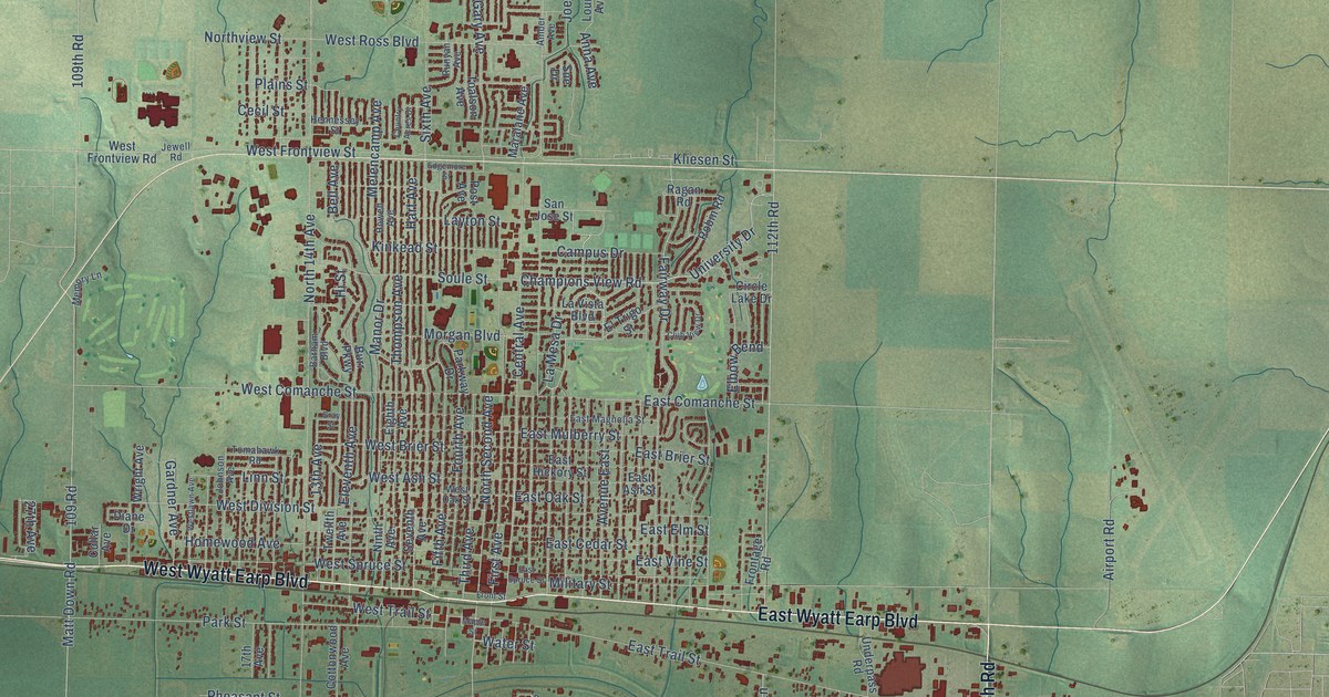 Map of Dodge City, Kansas in 2026