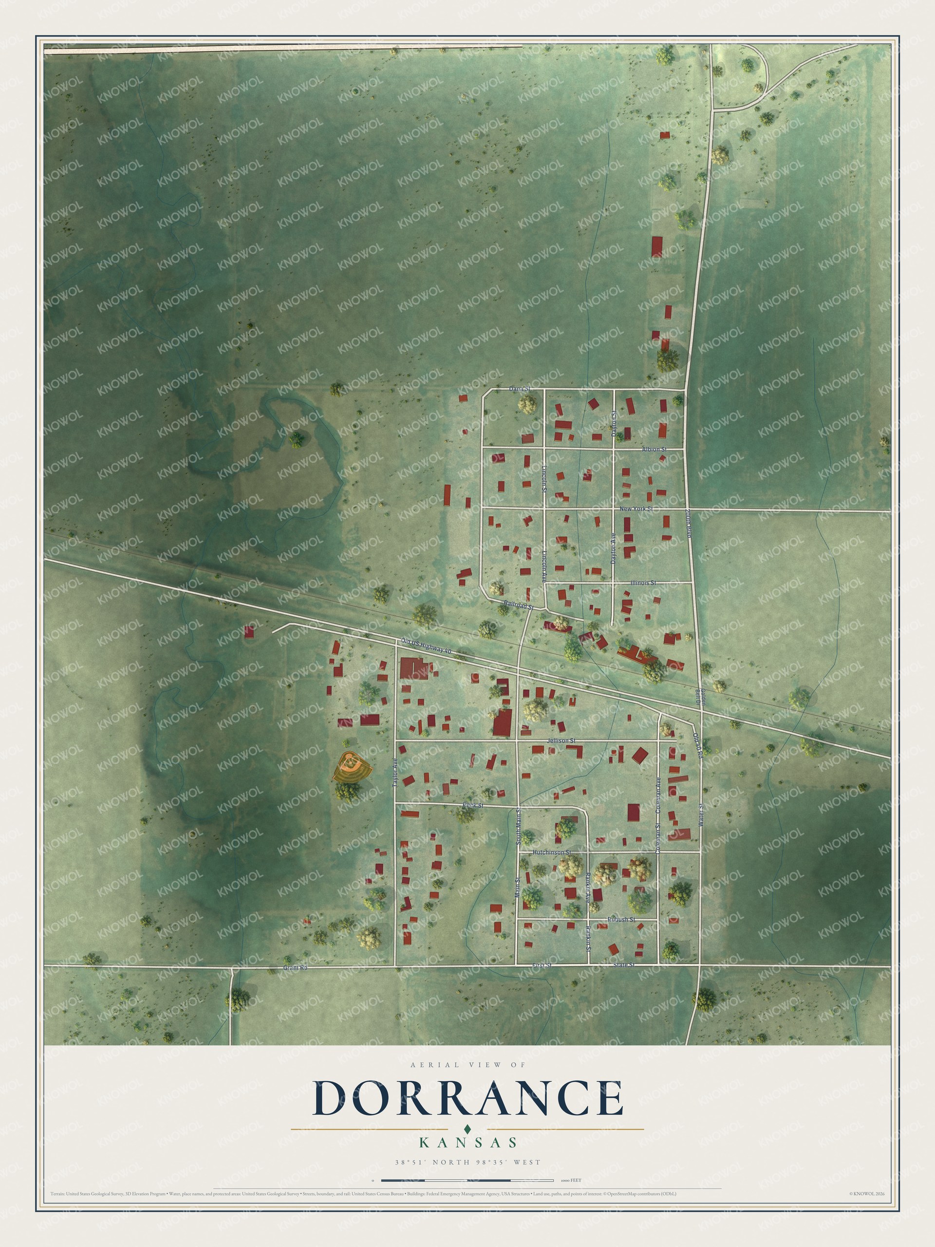 Watermarked full-map preview of Dorrance, Kansas