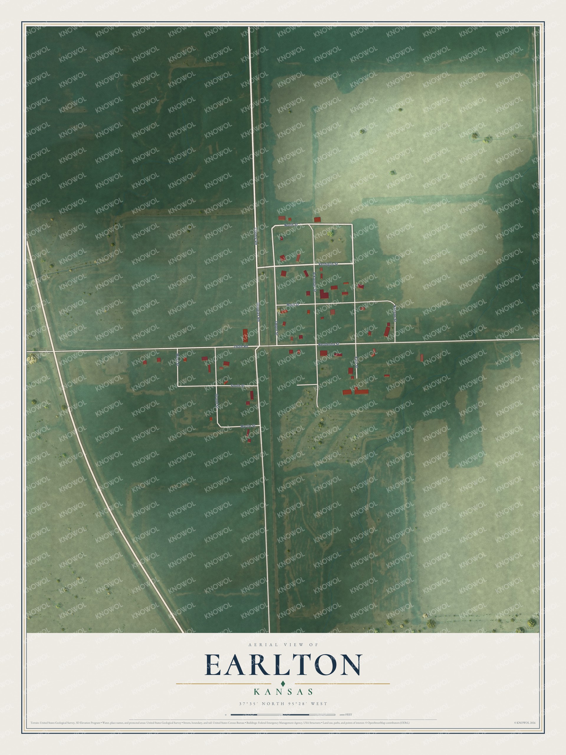 Watermarked full-map preview of Earlton, Kansas