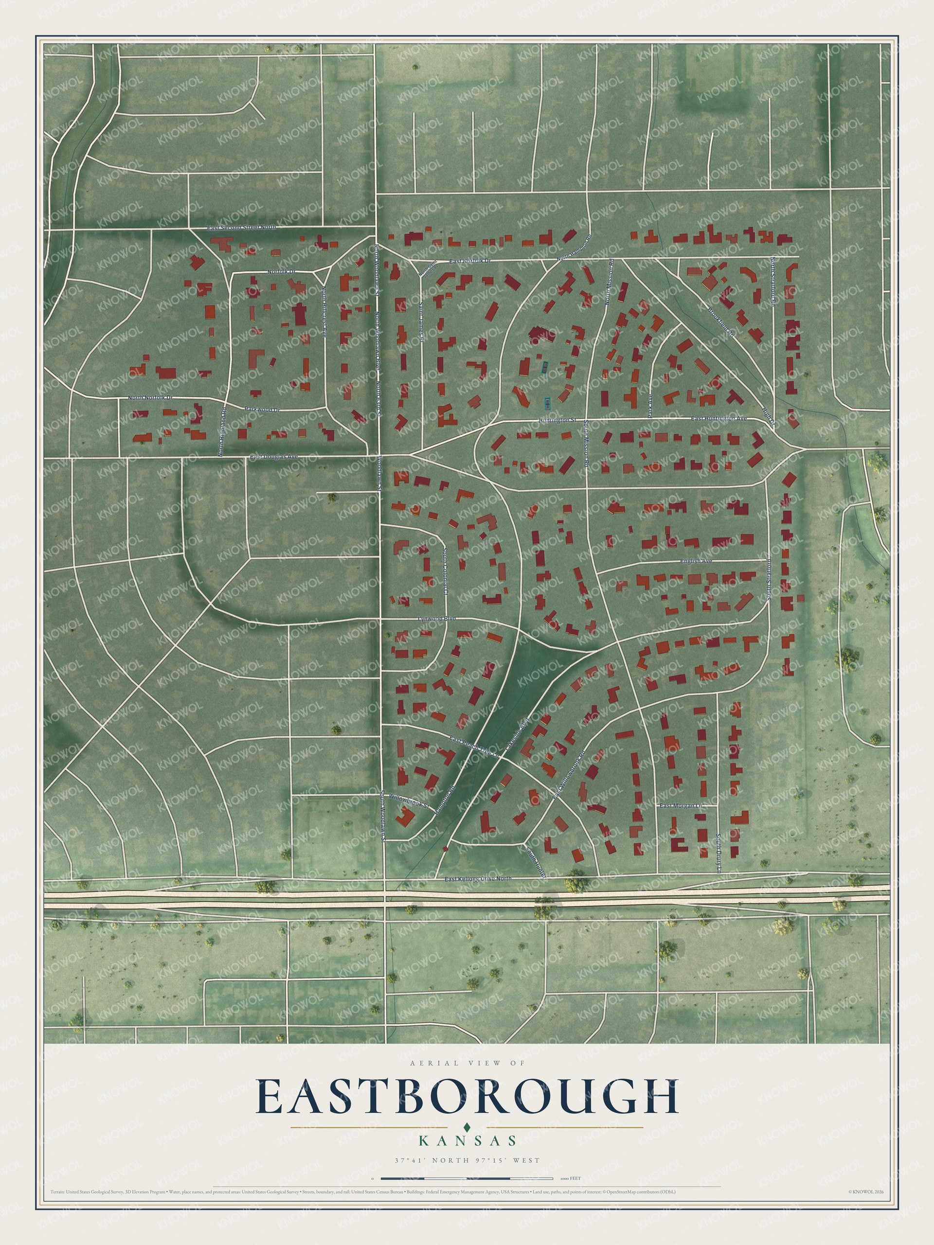 Watermarked full-map preview of Eastborough, Kansas