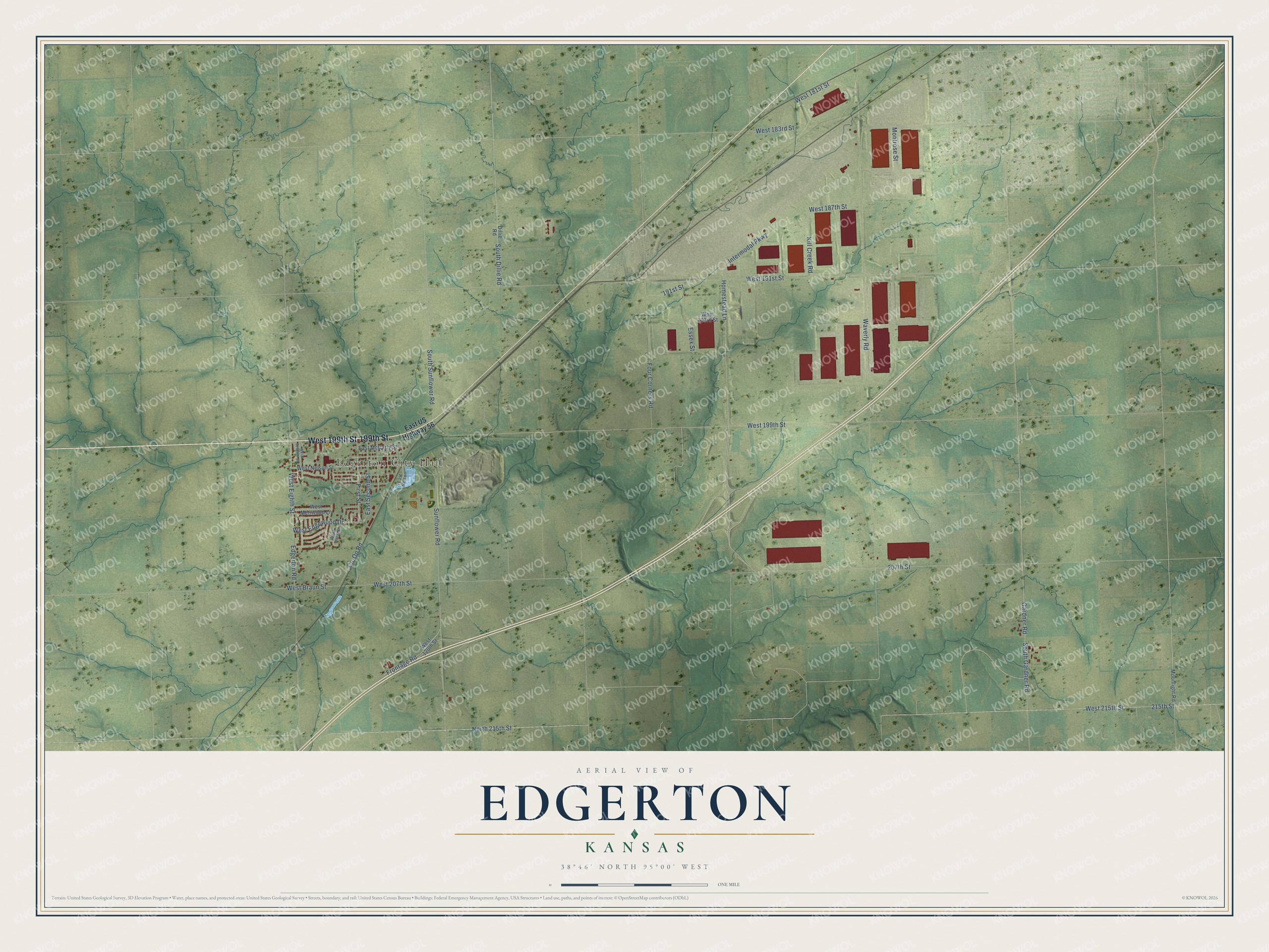 Watermarked full-map preview of Edgerton, Kansas