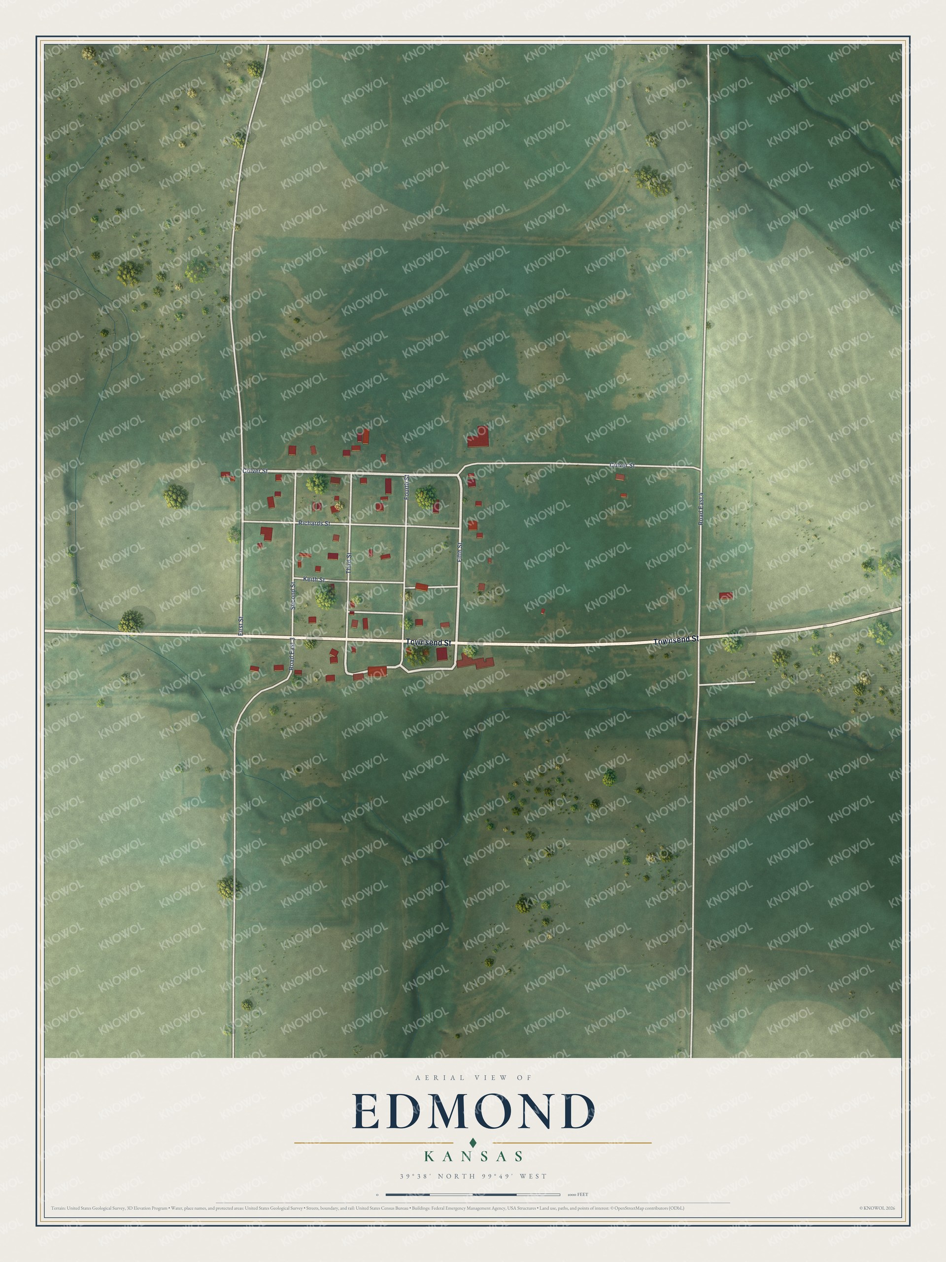 Watermarked full-map preview of Edmond, Kansas