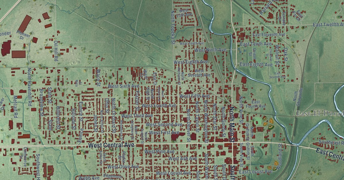 Map of El Dorado, Kansas in 2026