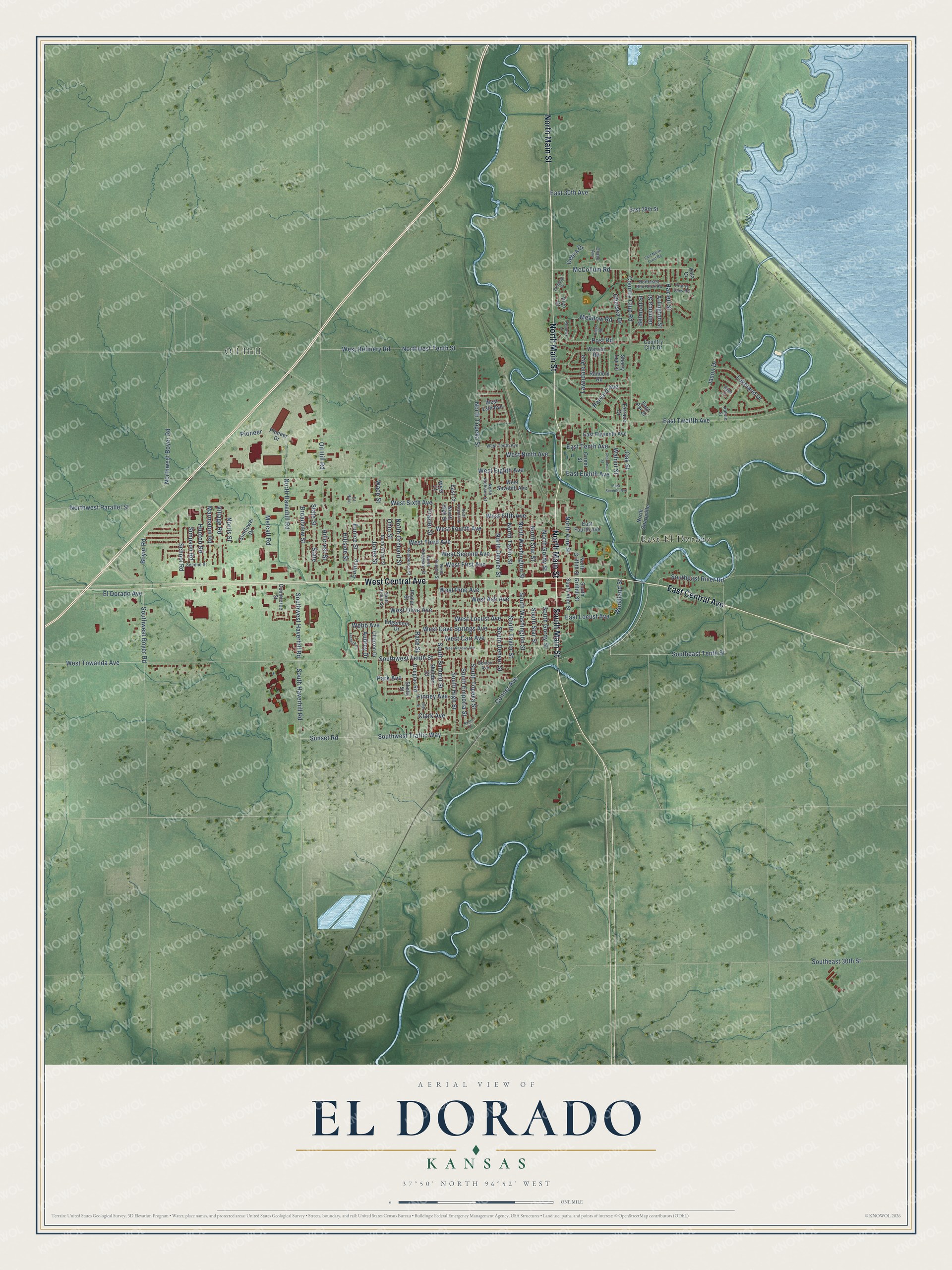 Watermarked full-map preview of El Dorado, Kansas