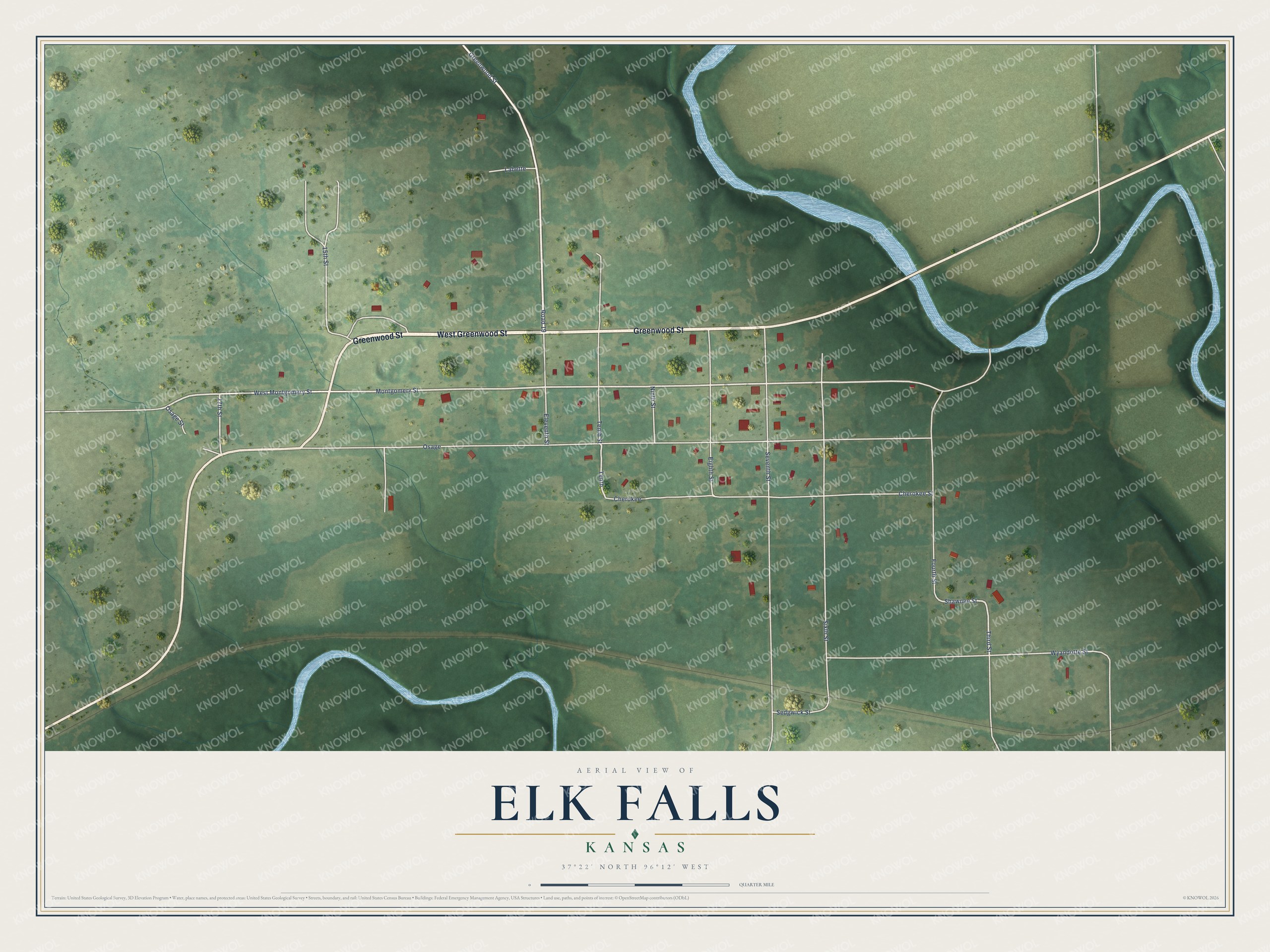 Watermarked full-map preview of Elk Falls, Kansas