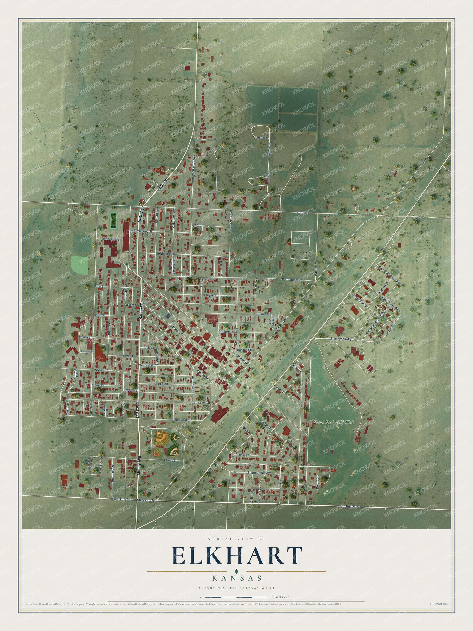 Watermarked full-map preview of Elkhart, Kansas