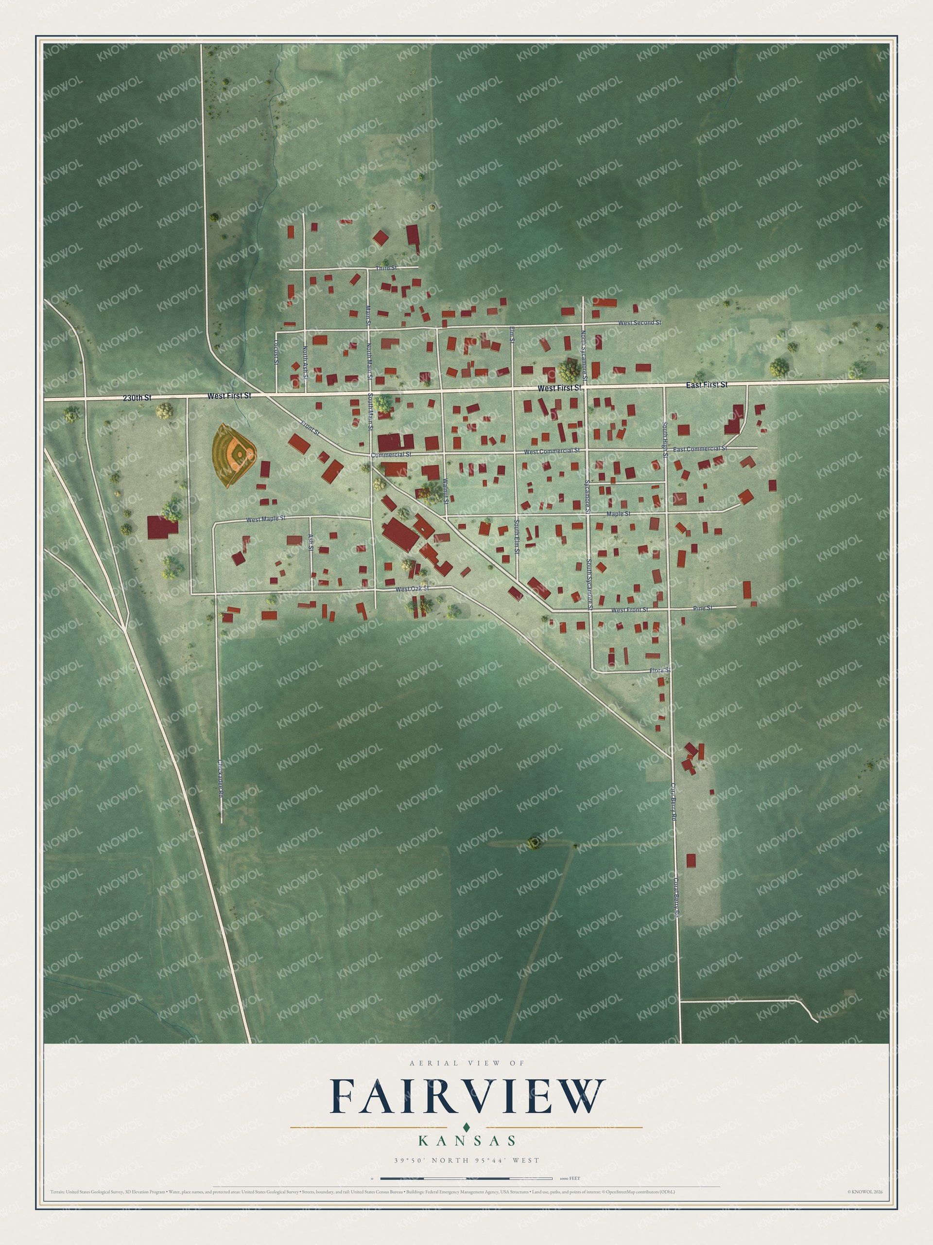 Watermarked full-map preview of Fairview, Kansas
