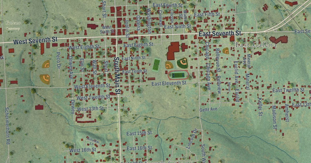 Map of Galena, Kansas in 2026