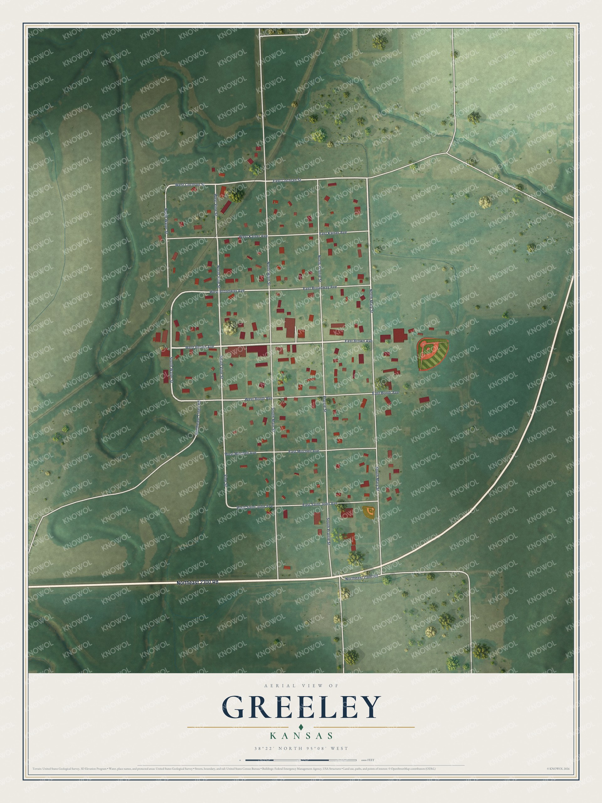 Watermarked full-map preview of Greeley, Kansas