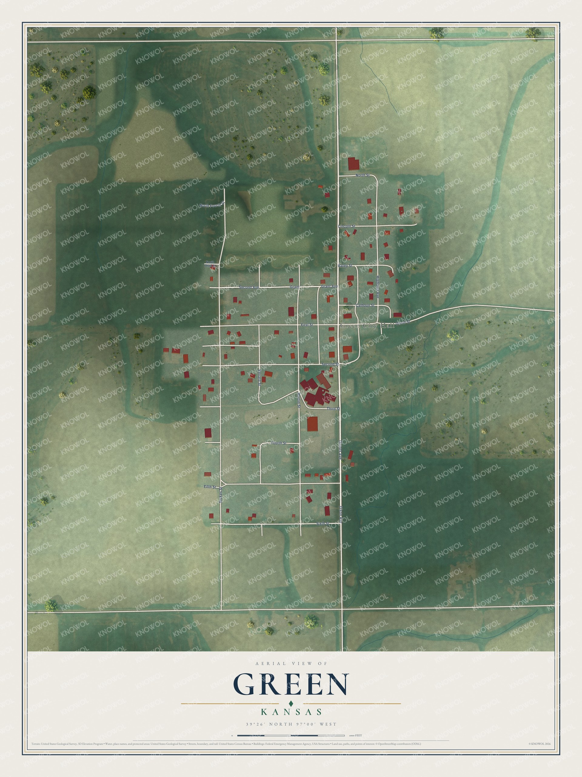 Watermarked full-map preview of Green, Kansas