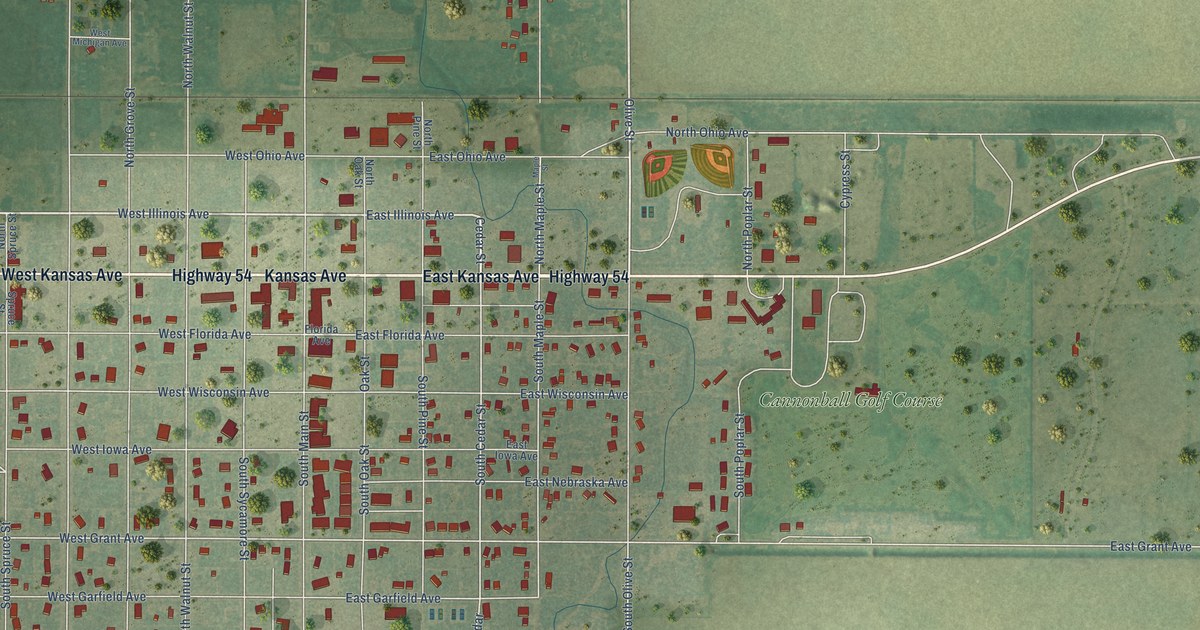 Map of Greensburg, Kansas in 2026