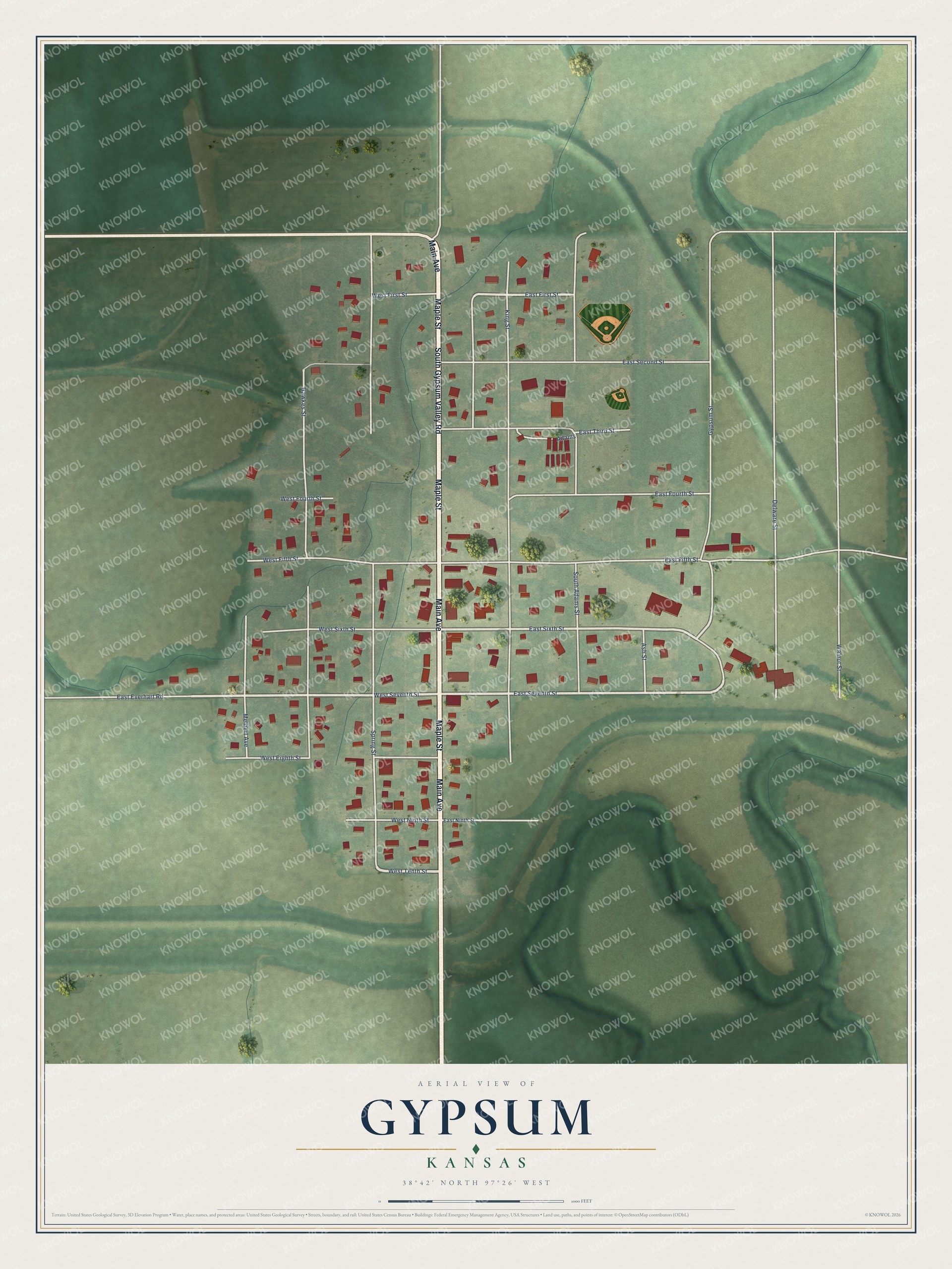 Watermarked full-map preview of Gypsum, Kansas