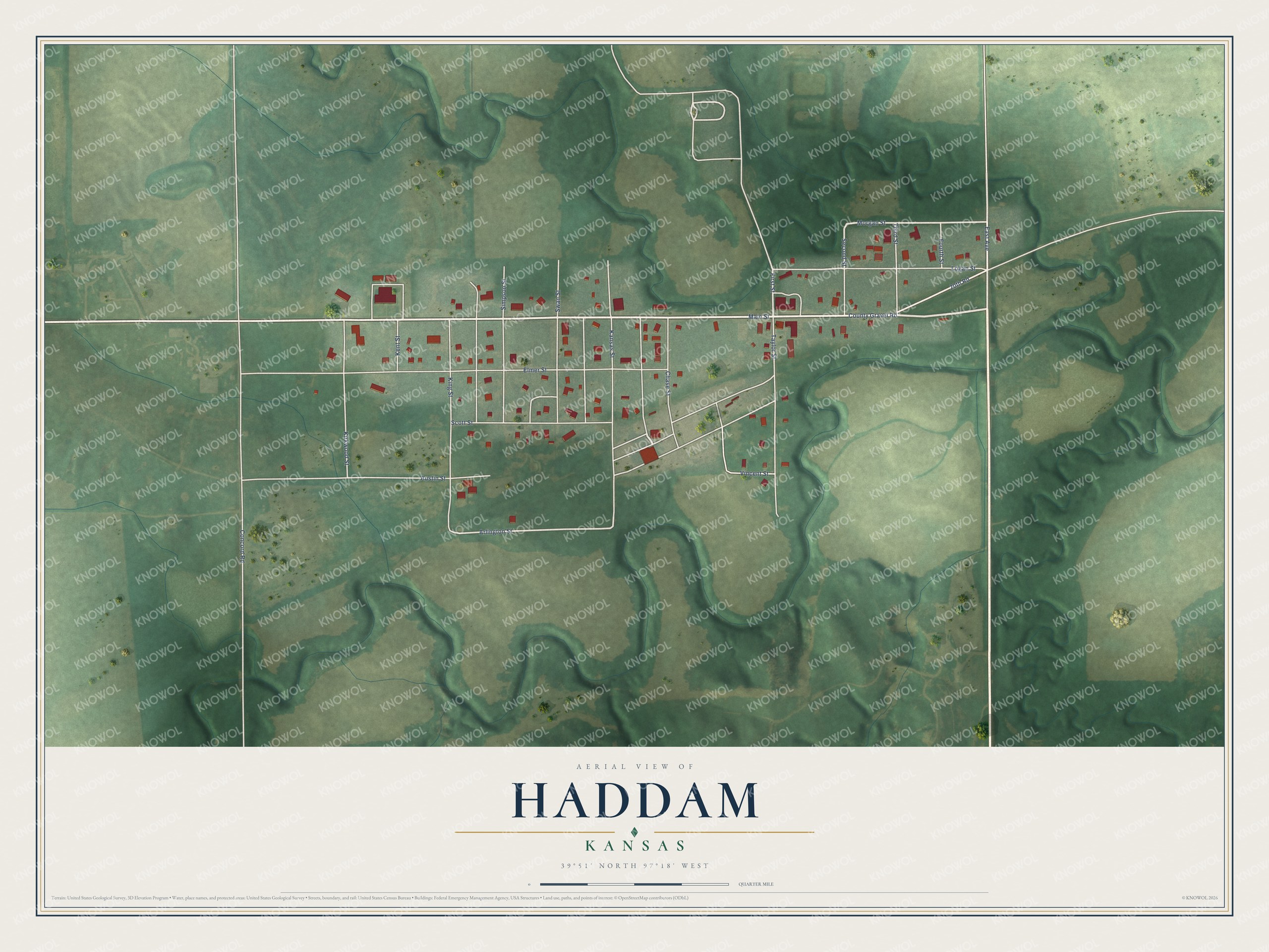 Watermarked full-map preview of Haddam, Kansas