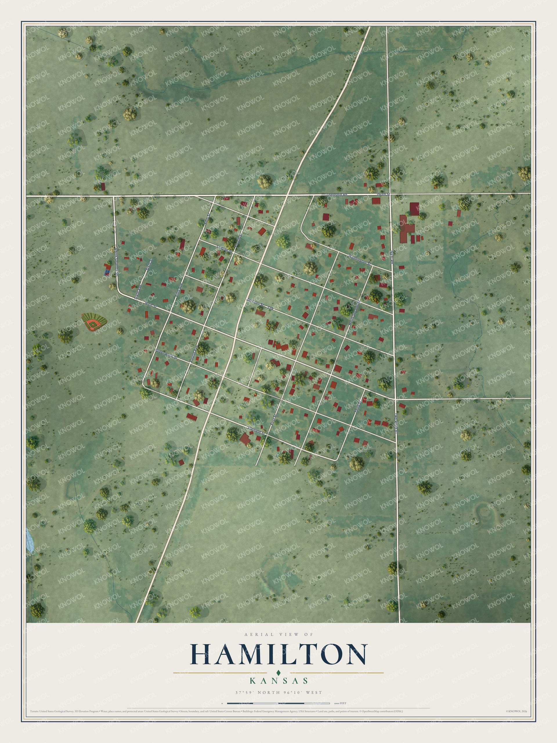 Watermarked full-map preview of Hamilton, Kansas