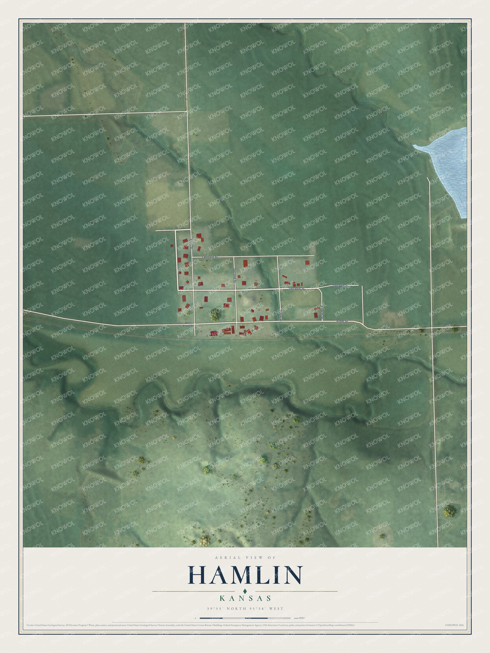 Watermarked full-map preview of Hamlin, Kansas