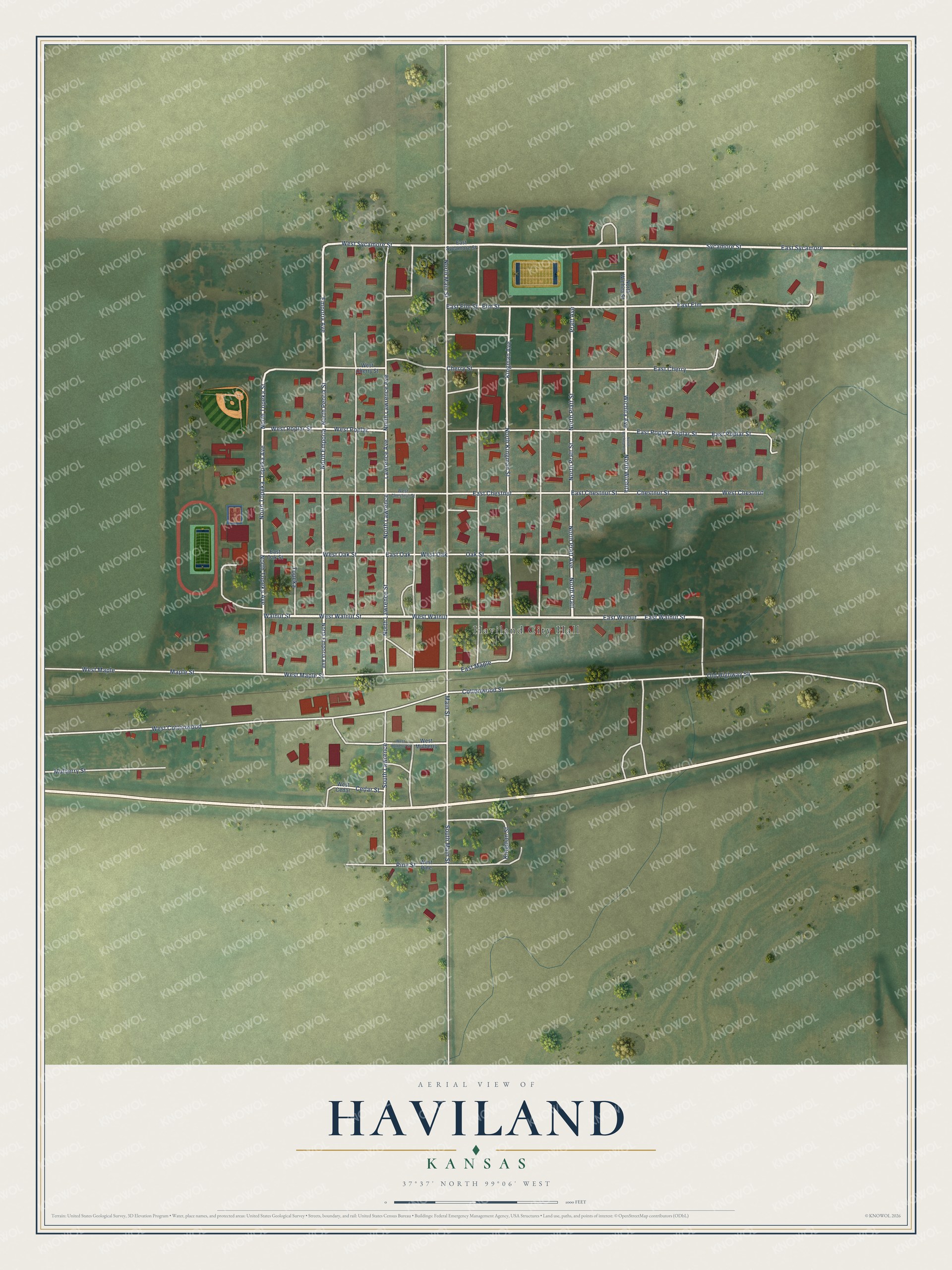 Watermarked full-map preview of Haviland, Kansas