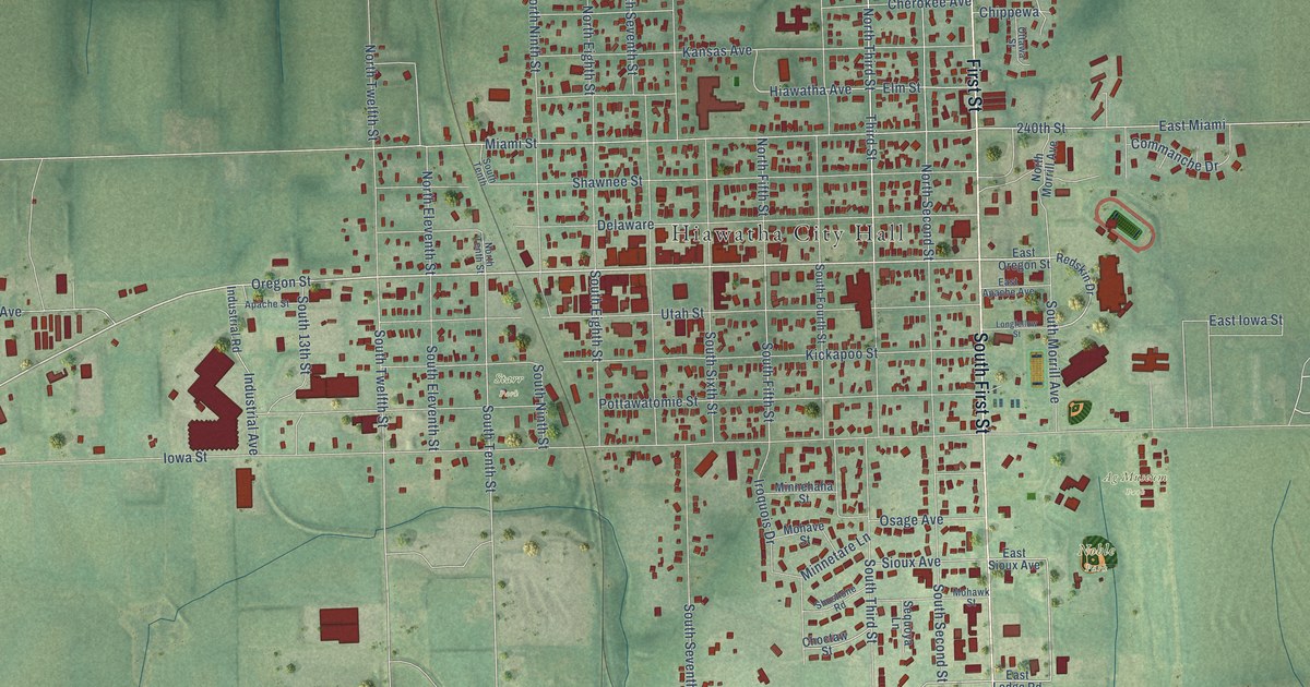 Map of Hiawatha, Kansas in 2026